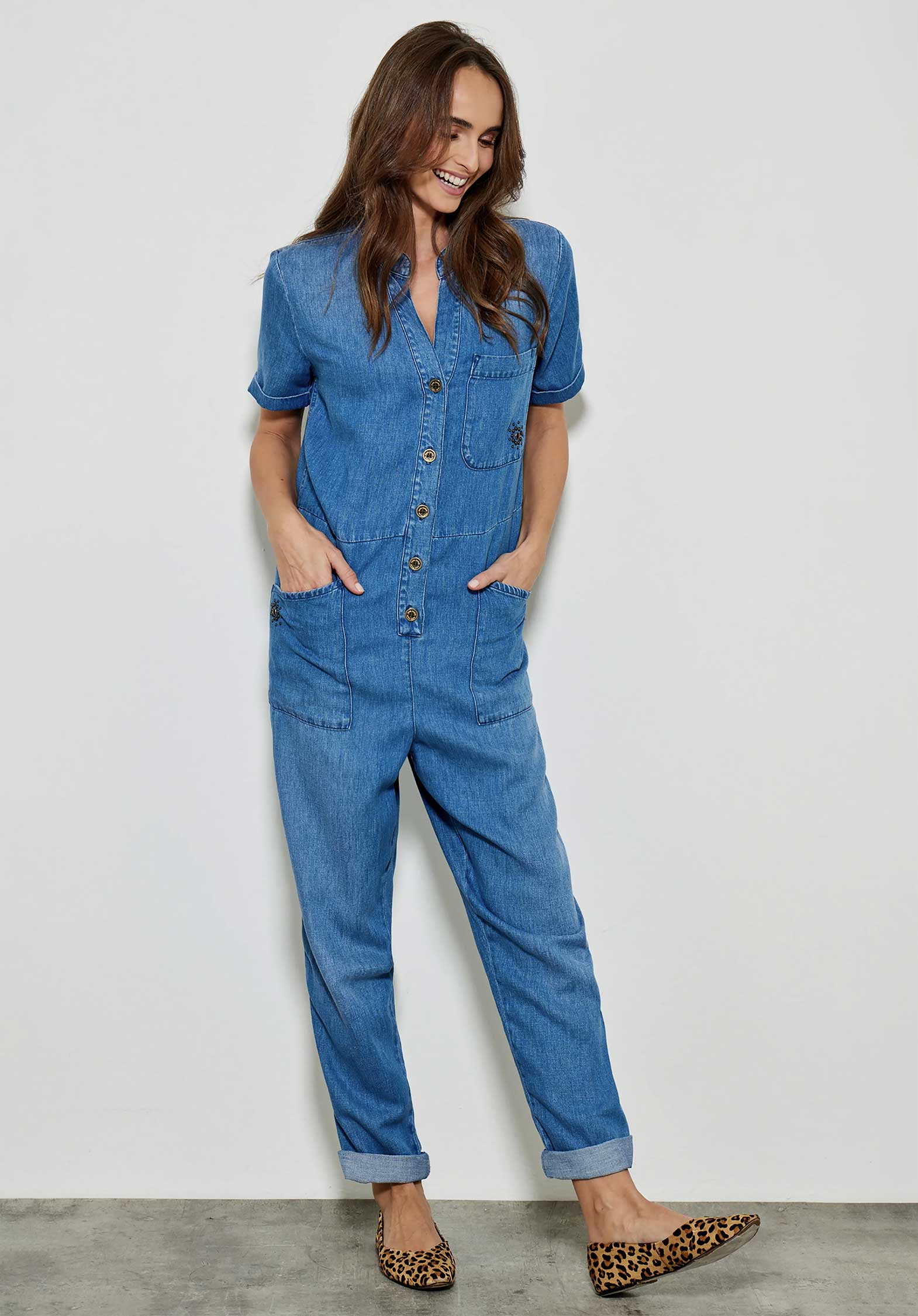 Denim Jumpsuit 90160eliane Blue | Color: BLUE | Size: M Refurbished - N/A (I could not find a well-known brand with this name refurbished available on Cerqular