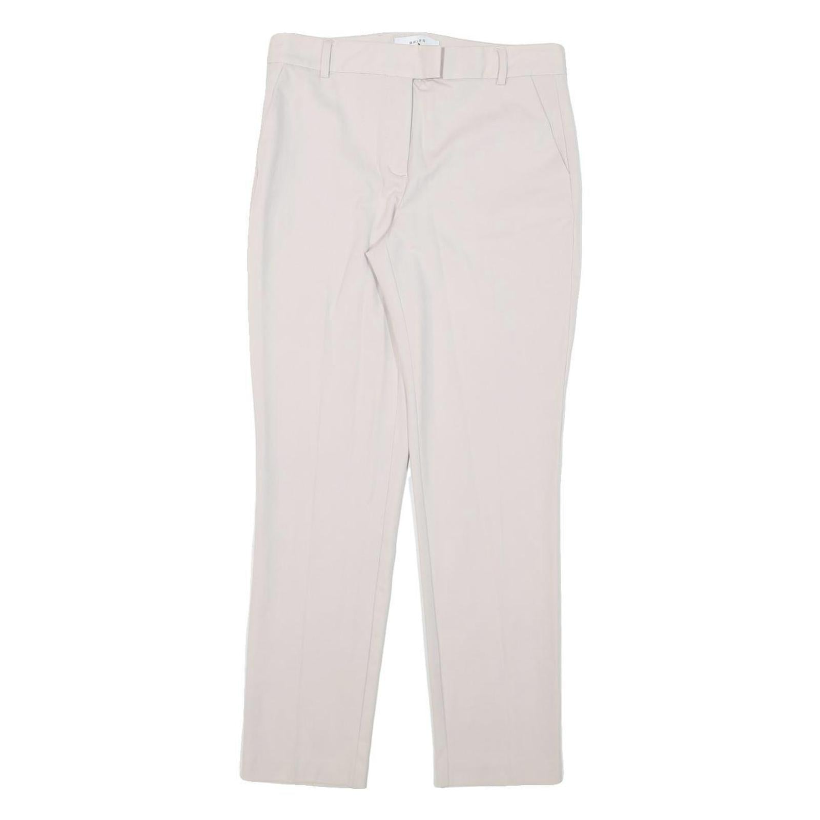 REISS Womens Slim Cream Cotton Blend Slim Tapered Trousers W28 L28 Stylish Refurbished - N/A refurbished available on Cerqular