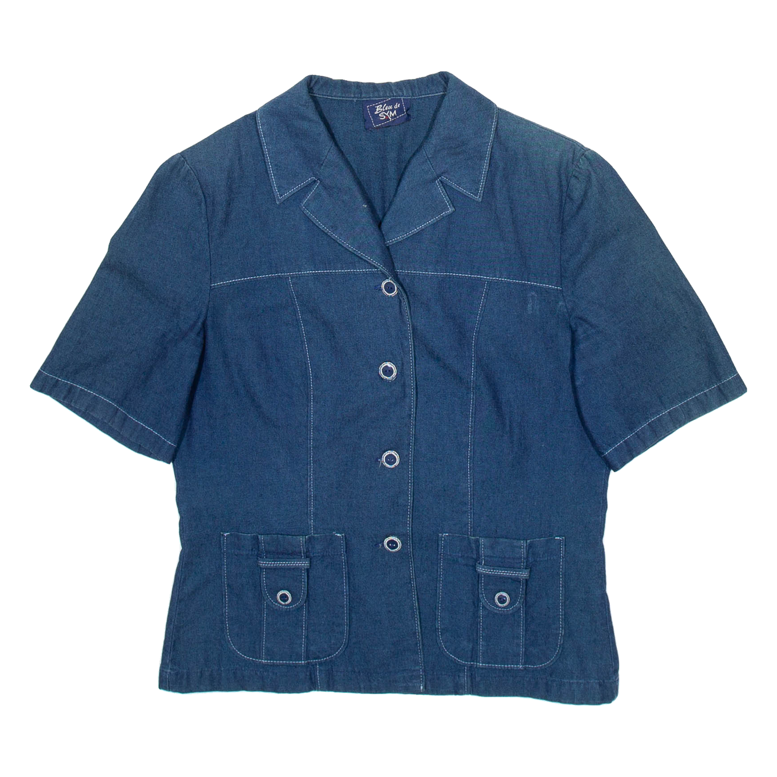 BLEU DE SYM Womens Blouse Blue V-Neck S Refurbished - N/A refurbished available on Cerqular