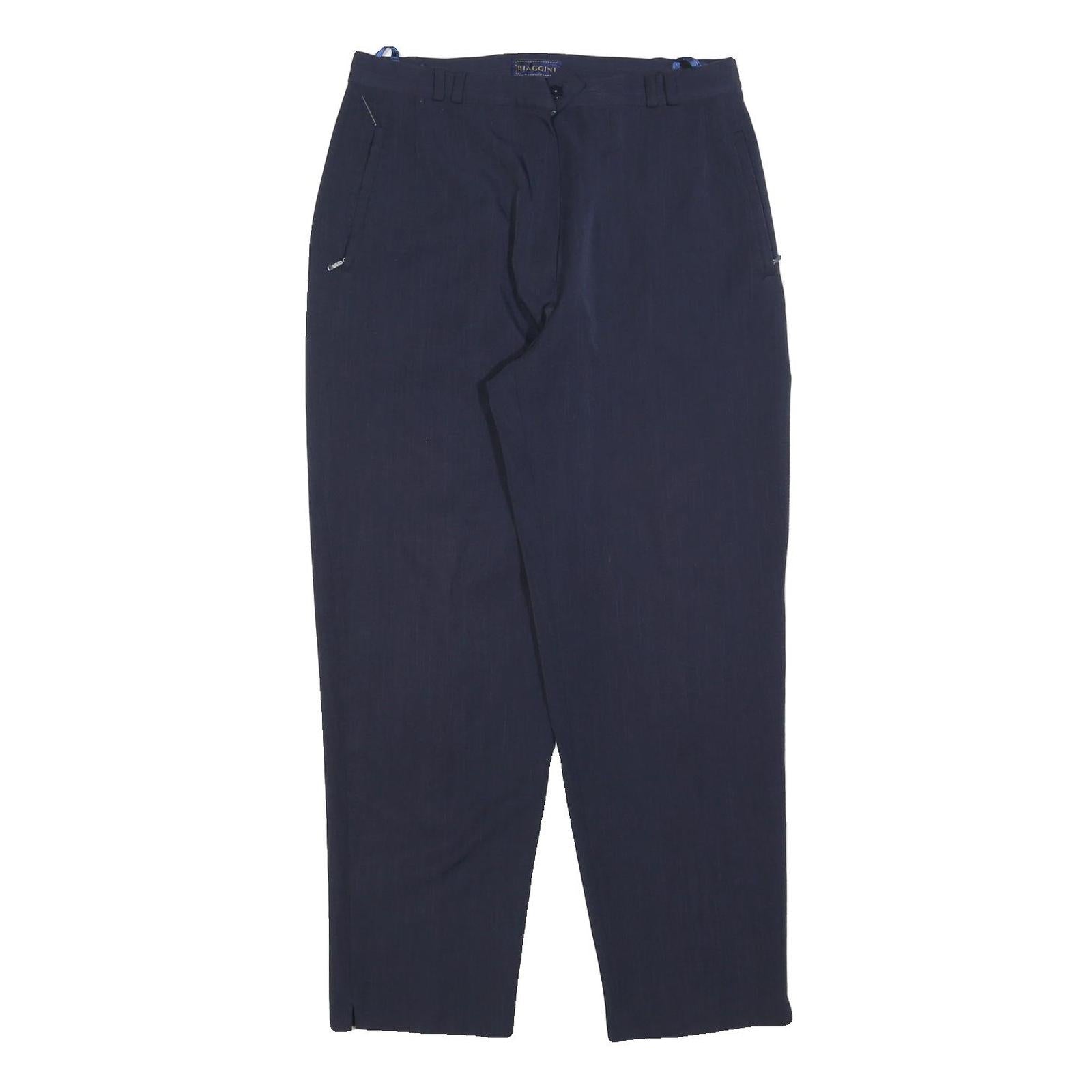 BIAGGINI Womens Navy Blue Regular Fit Trousers W30 L30 Polyester Blend Zip Refurbished - N/A refurbished available on Cerqular