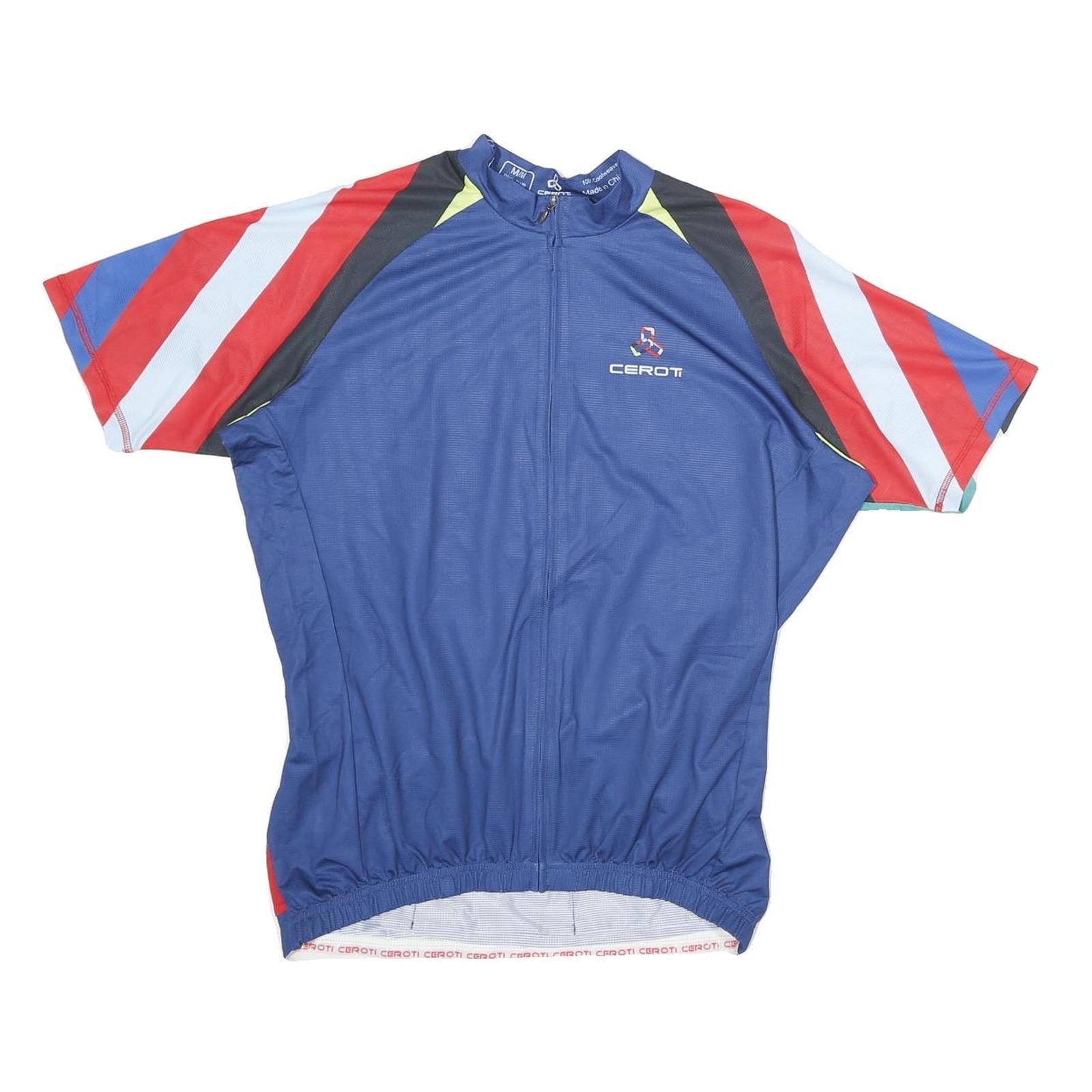 CEROTI Mens Blue & Red Polyester Cycling Jersey M Short Sleeve Zip Front Refurbished - N/A refurbished available on Cerqular