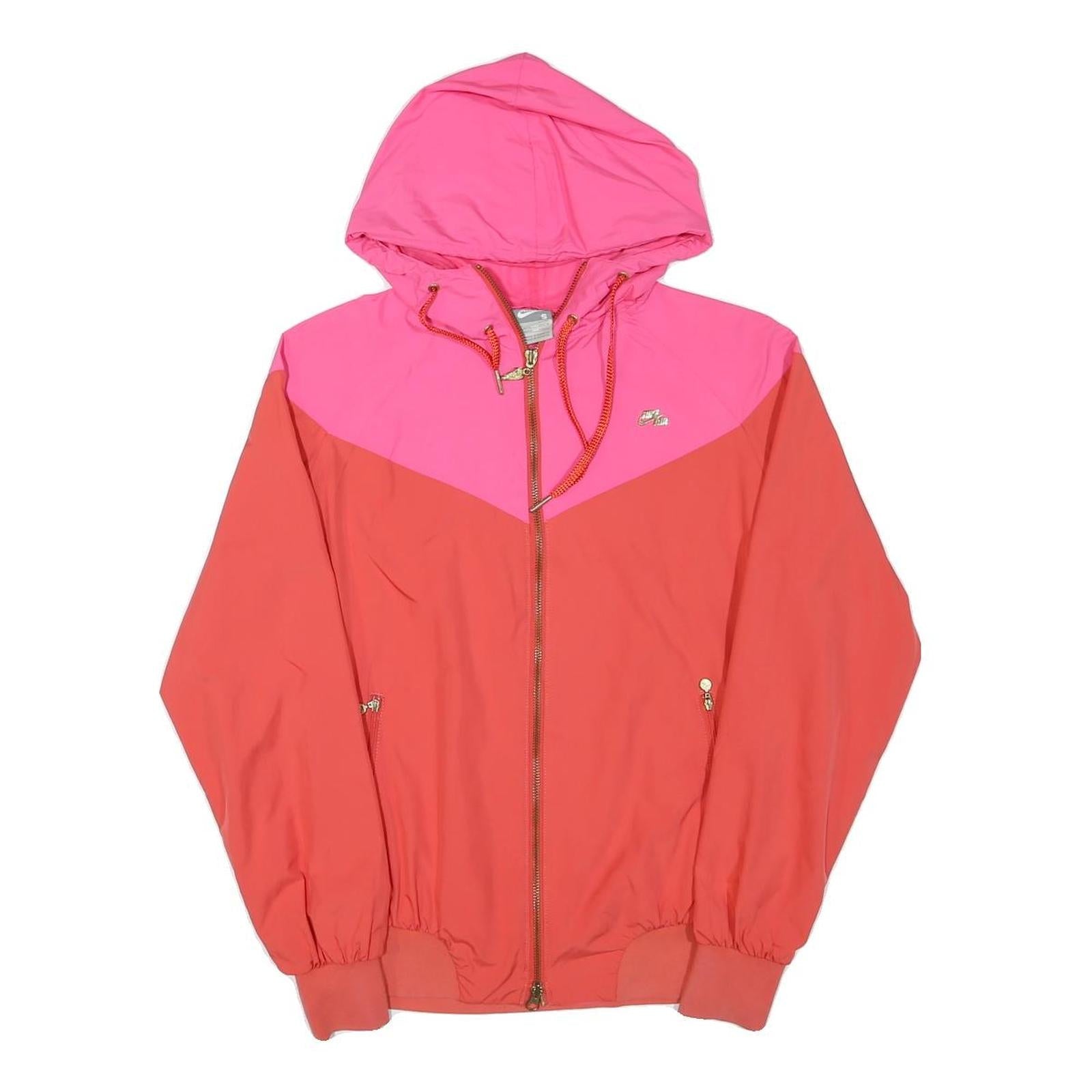 NIKE Womens Pink & Red Sportswear Zip Jacket S Polyester Blend Hooded Casual Refurbished - N/A refurbished available on Cerqular