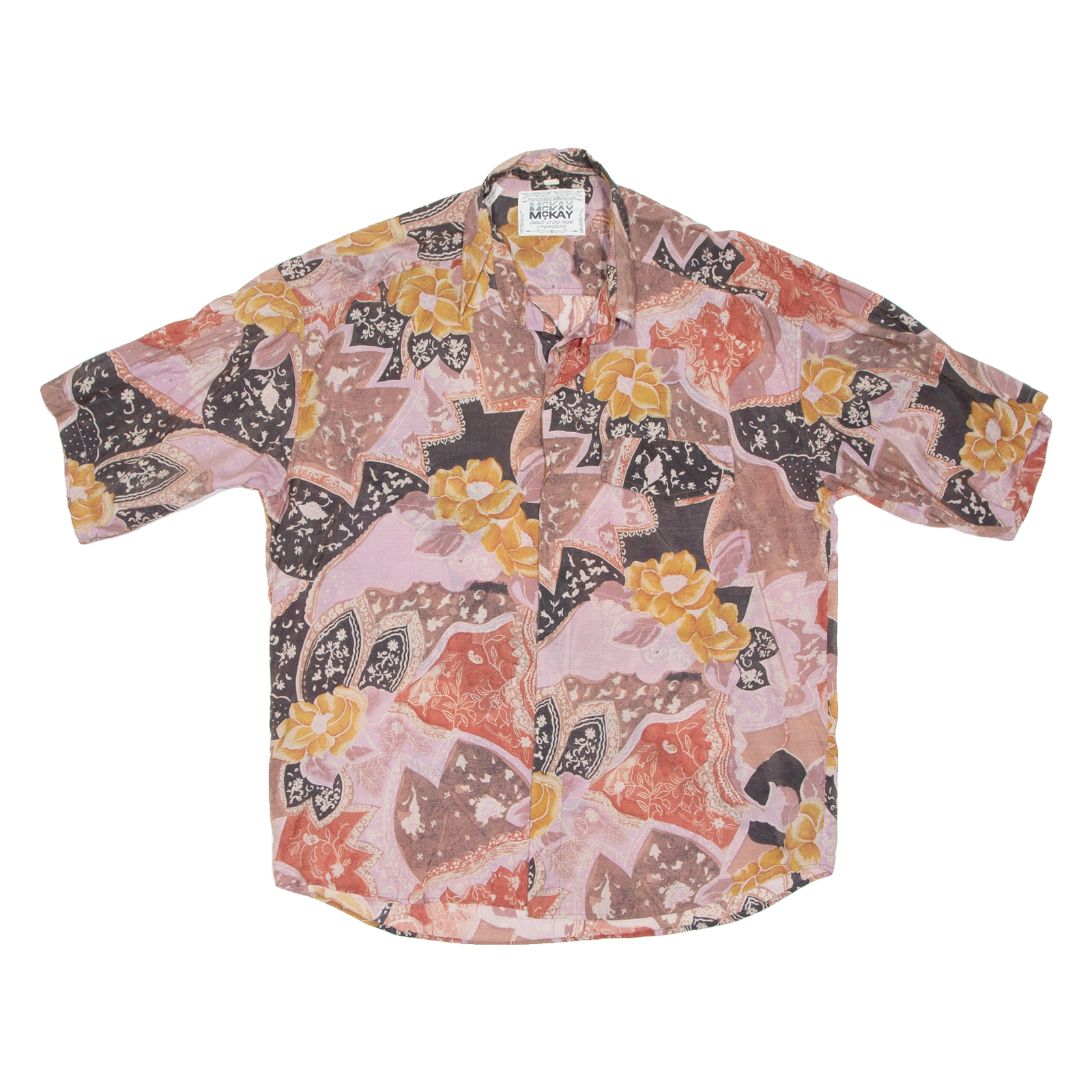 MCKAY Mens Shirt Brown Crazy Pattern XL Refurbished - N/A refurbished available on Cerqular