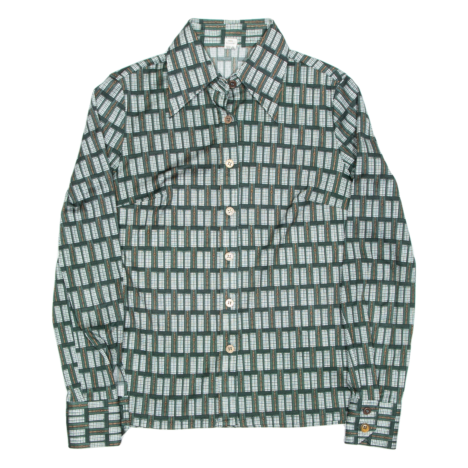 Womens Shirt Green Crazy Pattern Long Sleeve M Refurbished - N/A refurbished available on Cerqular