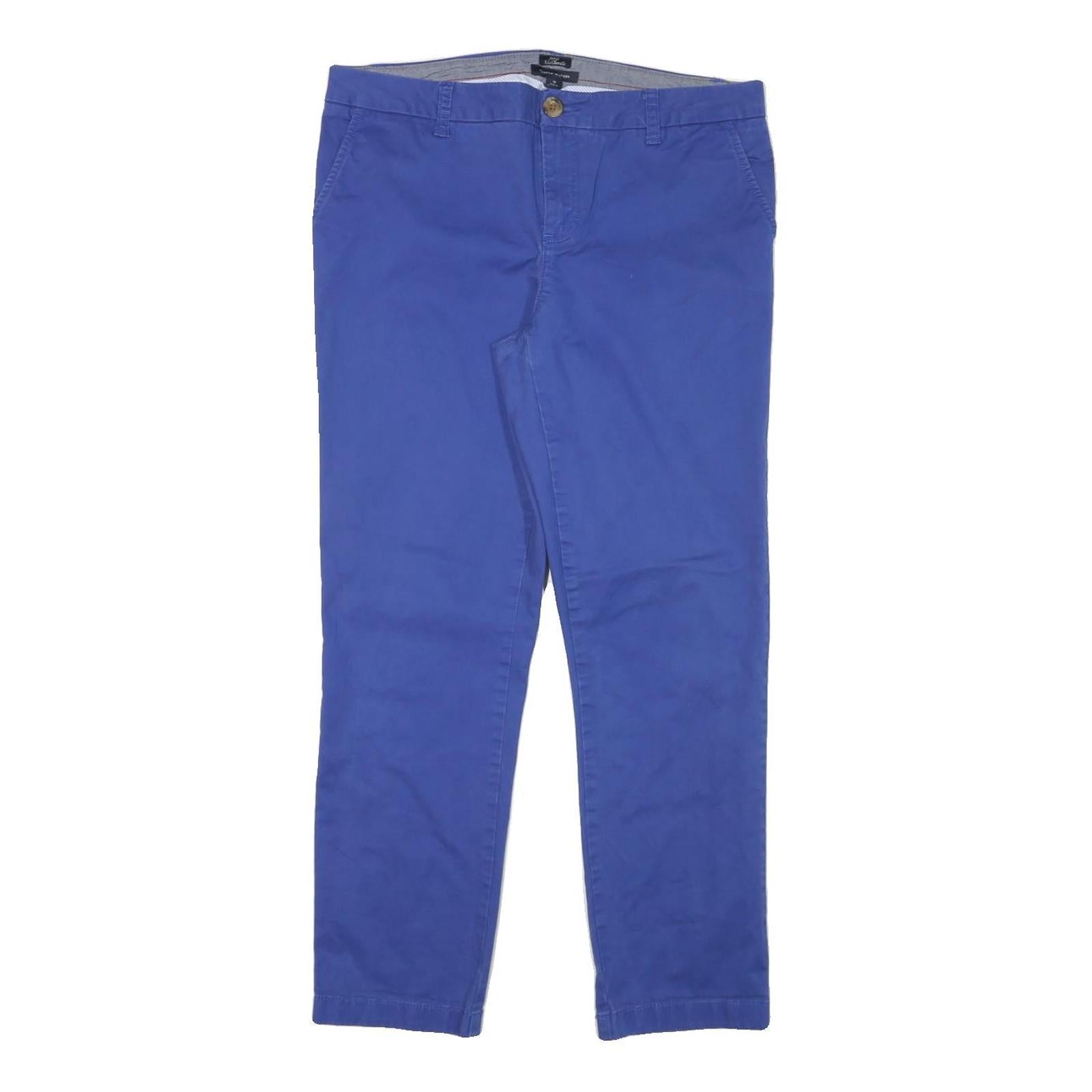 TOMMY HILFIGER Womens Cotton Blend Slim Blue Straight Trousers W34 L28 Casual Refurbished - N/A refurbished available on Cerqular