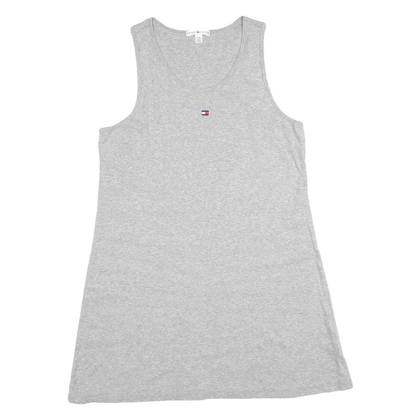 TOMMY HILFIGER Womens Grey Cotton Blend Sleeveless Tank Dress L Casual Summer Refurbished - N/A refurbished available on Cerqular