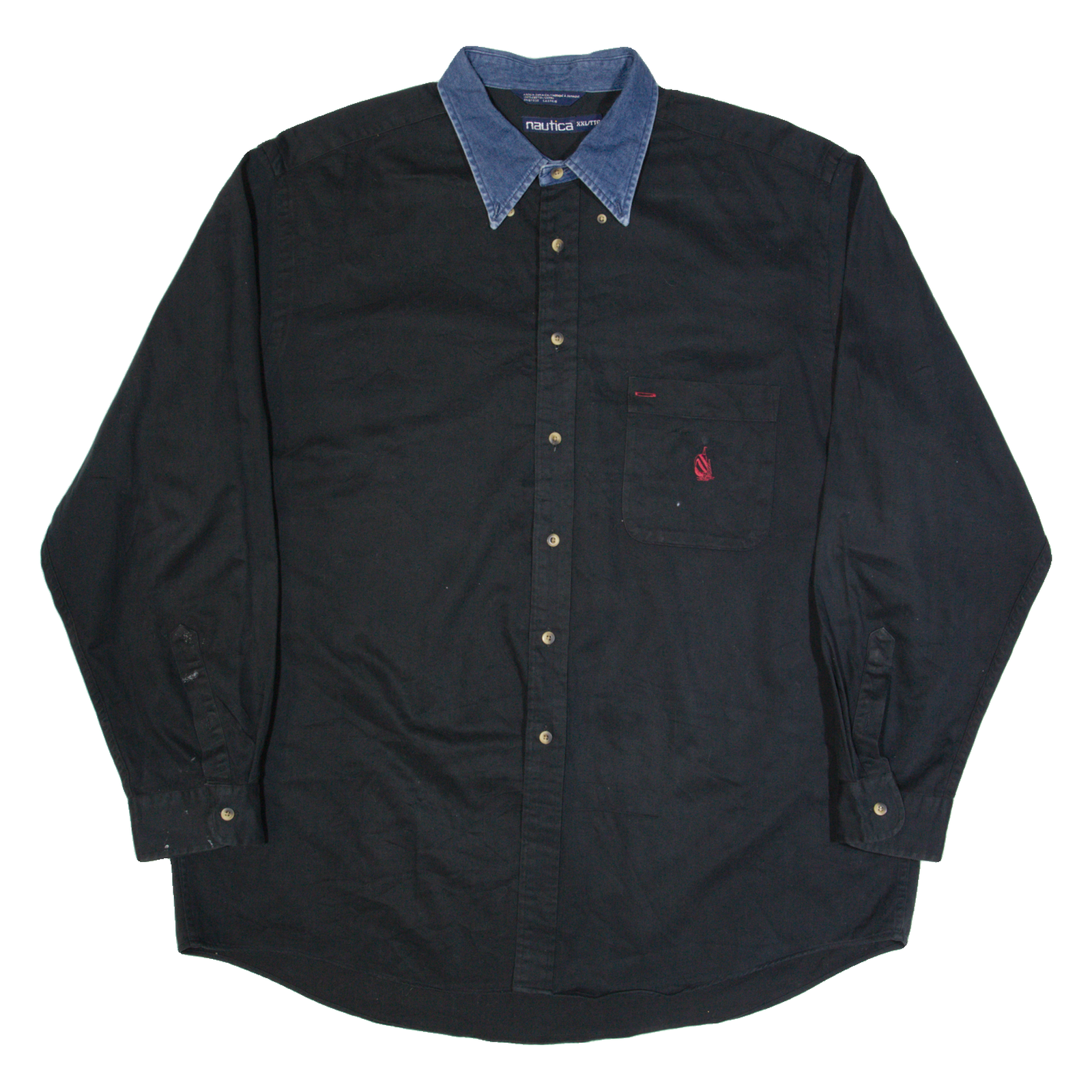NAUTICA Mens Plain Shirt Black Long Sleeve XL Refurbished - N/A refurbished available on Cerqular