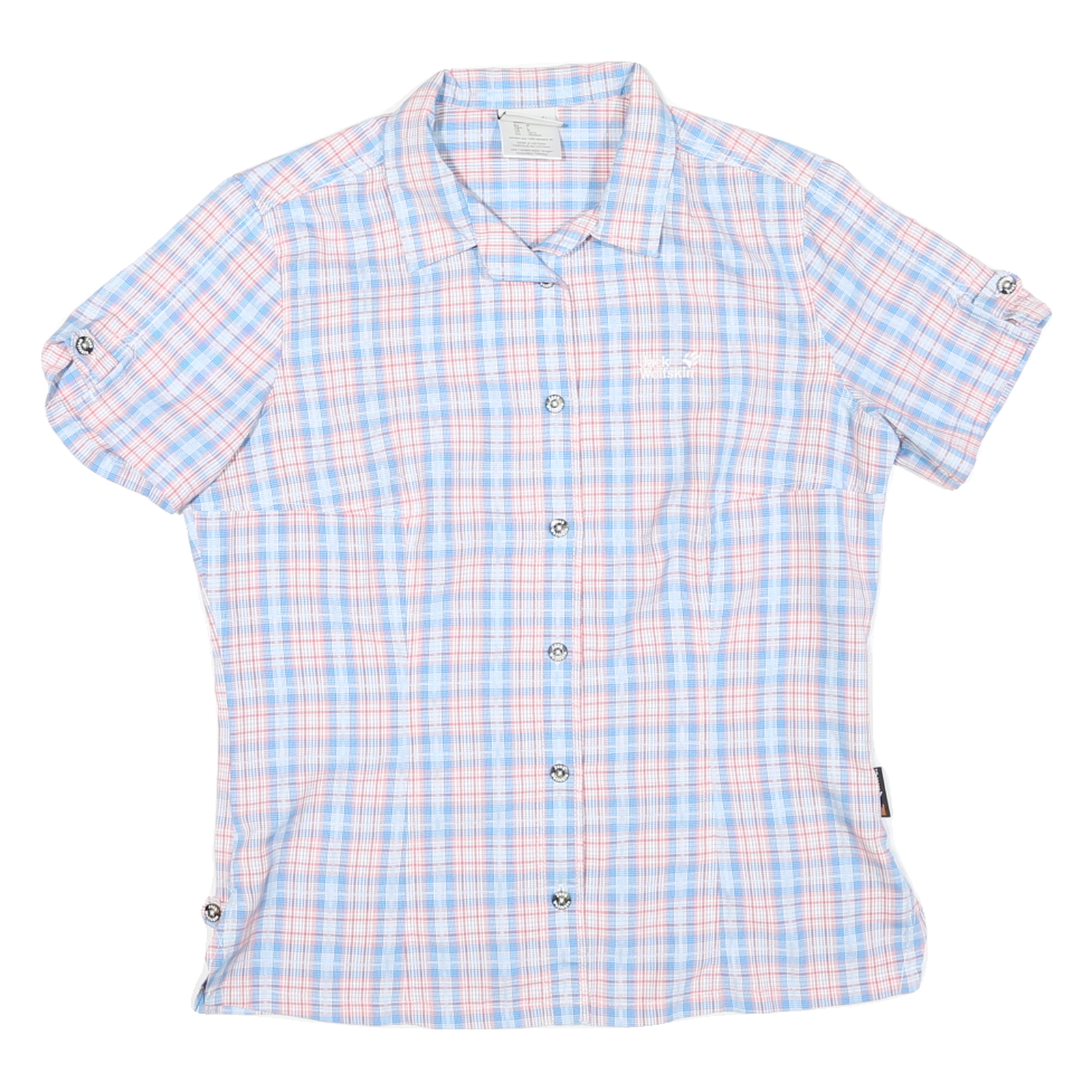 JACK WOLFSKIN Mens Blue & Pink Check Shirt M Polyester Blend Comfortable Outdoor Refurbished - N/A refurbished available on Cerqular
