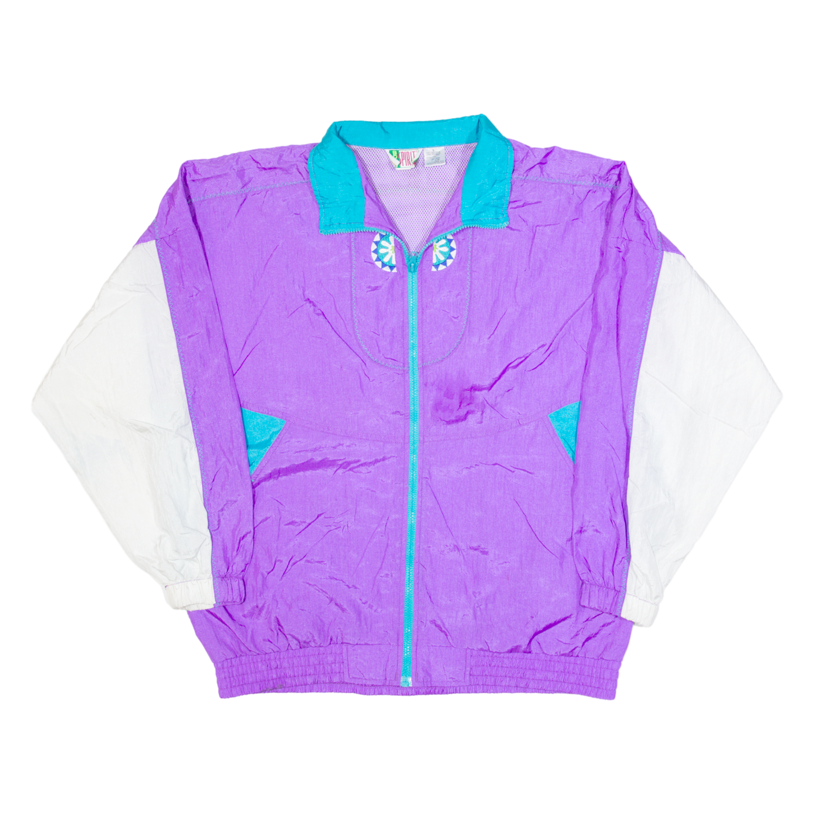 BOLD SPIRIT Womens Shell Jacket Purple 90s Colourblock L Refurbished - N/A refurbished available on Cerqular