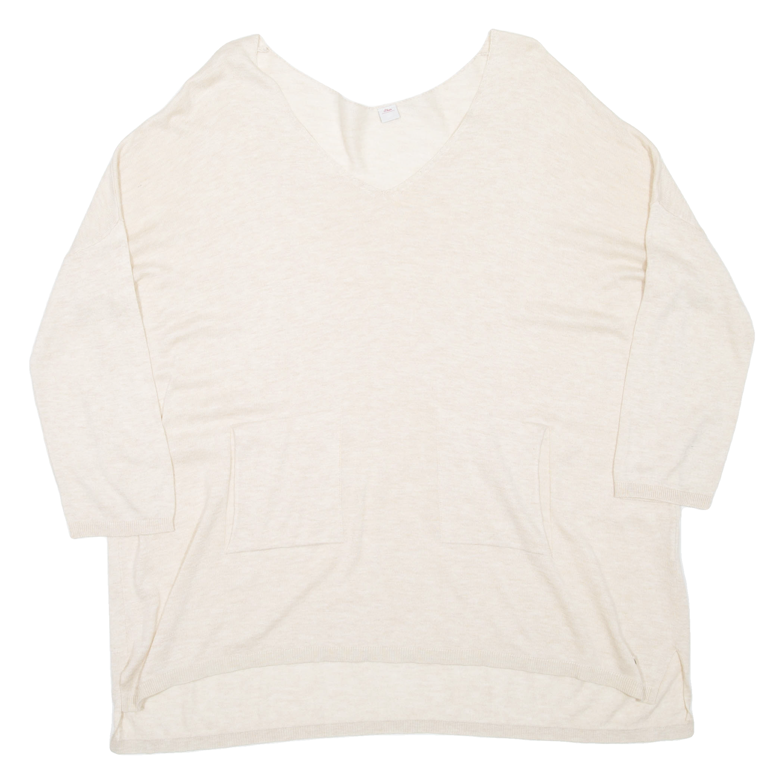 Womens Top Beige V-Neck 3/4 Sleeve UK 12 Refurbished - N/A refurbished available on Cerqular