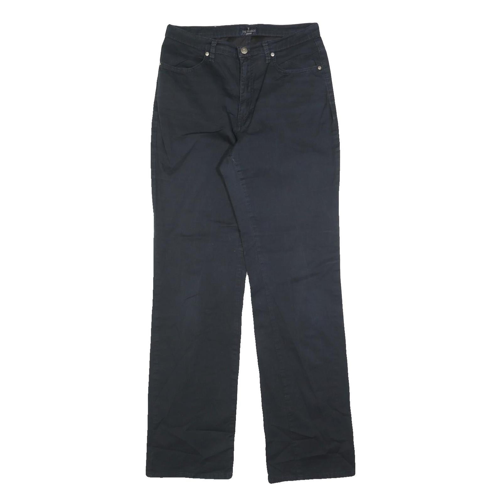 TRUSSARDI Mens Cotton Blend Black Regular Straight Trousers W31 L33 Classic Zip Refurbished - N/A refurbished available on Cerqular