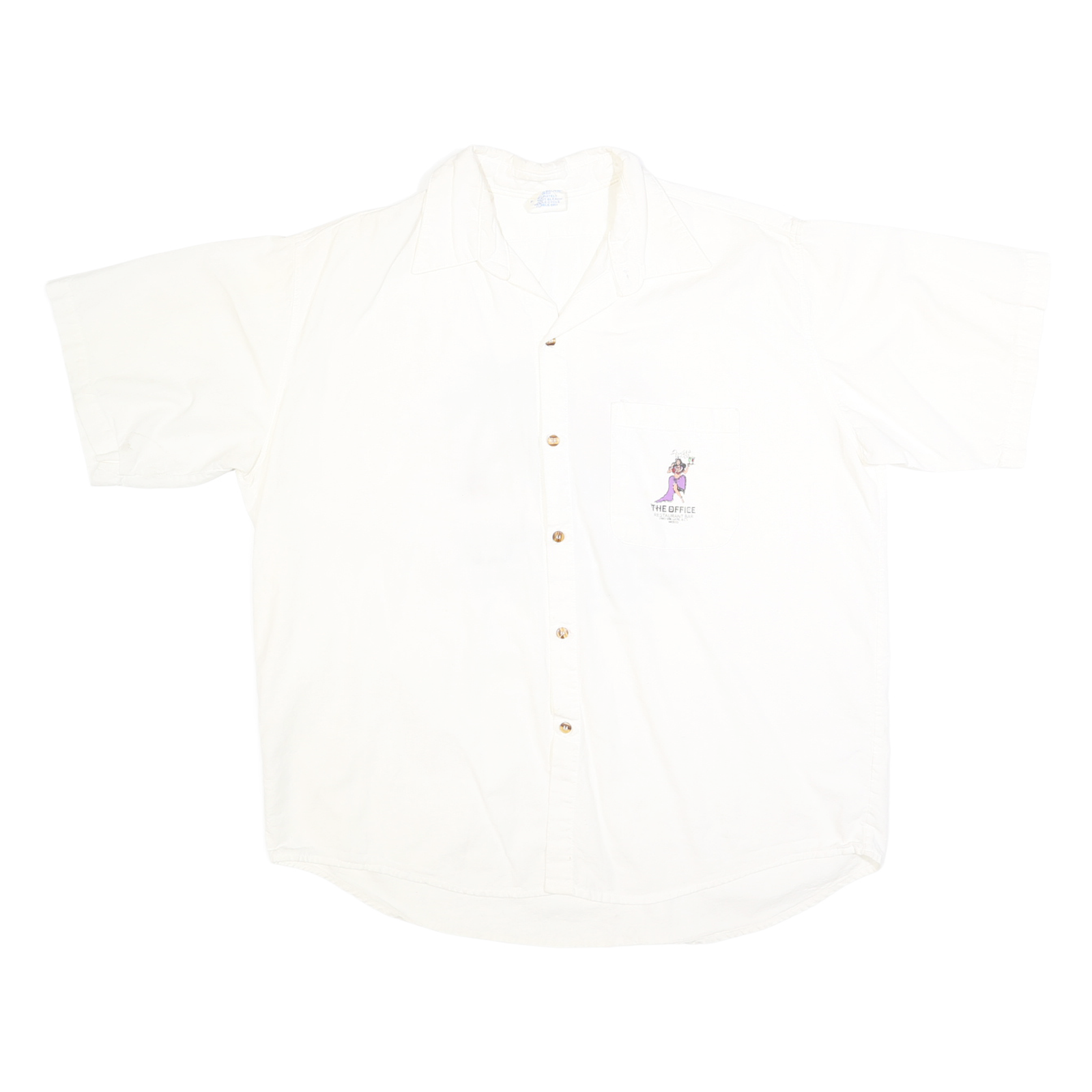 THE OFFICE Mens White XL Plain Cotton Blend Button Shirt Relaxed Fit Short Slee Refurbished - N/A refurbished available on Cerqular