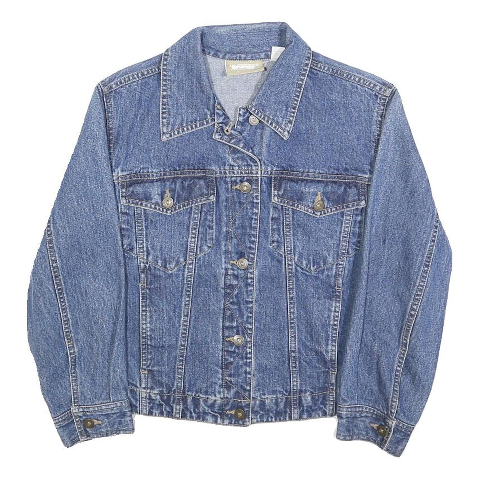 LIZ CLAIBORNE Womens Blue Denim Jacket S Cotton Classic Button Closure Casual Refurbished - N/A refurbished available on Cerqular