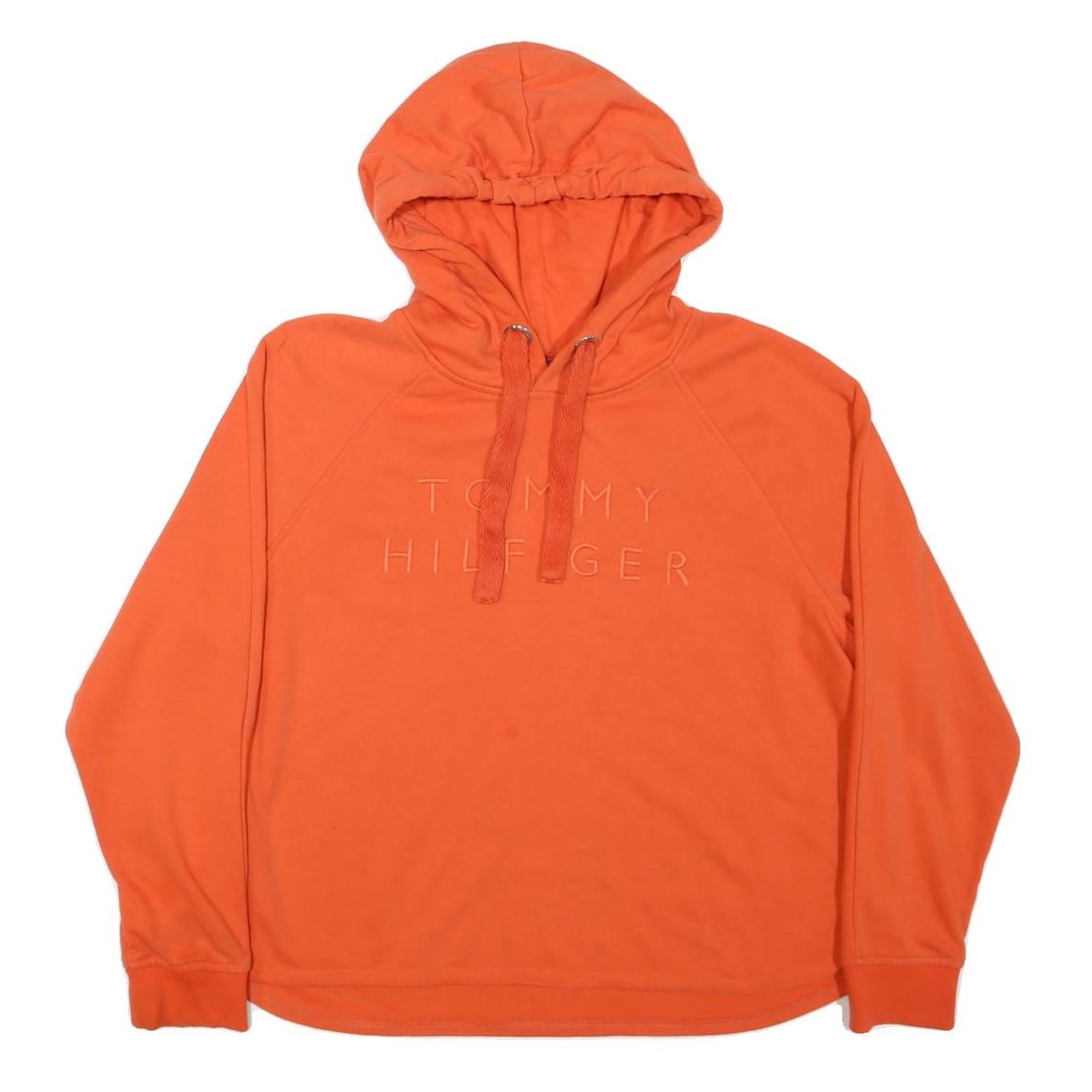 TOMMY HILFIGER Mens Orange Hoodie L Cotton Blend Pullover Hooded Sweatshirt Refurbished - N/A refurbished available on Cerqular