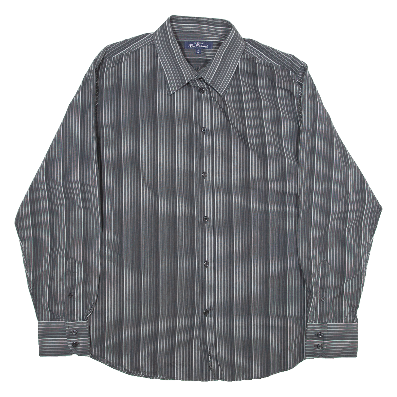 BEN SHERMAN Mens Shirt Grey Striped Long Sleeve XL Refurbished - N/A refurbished available on Cerqular