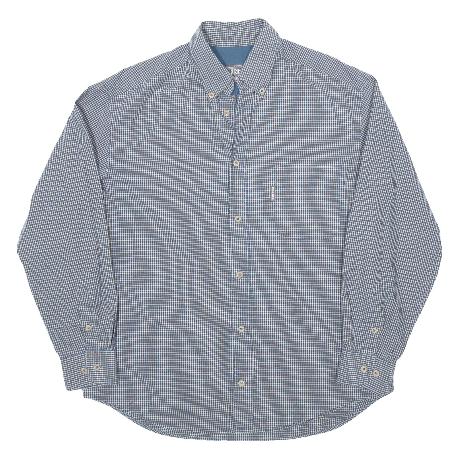 THINK PINK Mens Shirt Blue Check Long Sleeve M Refurbished - N/A refurbished available on Cerqular