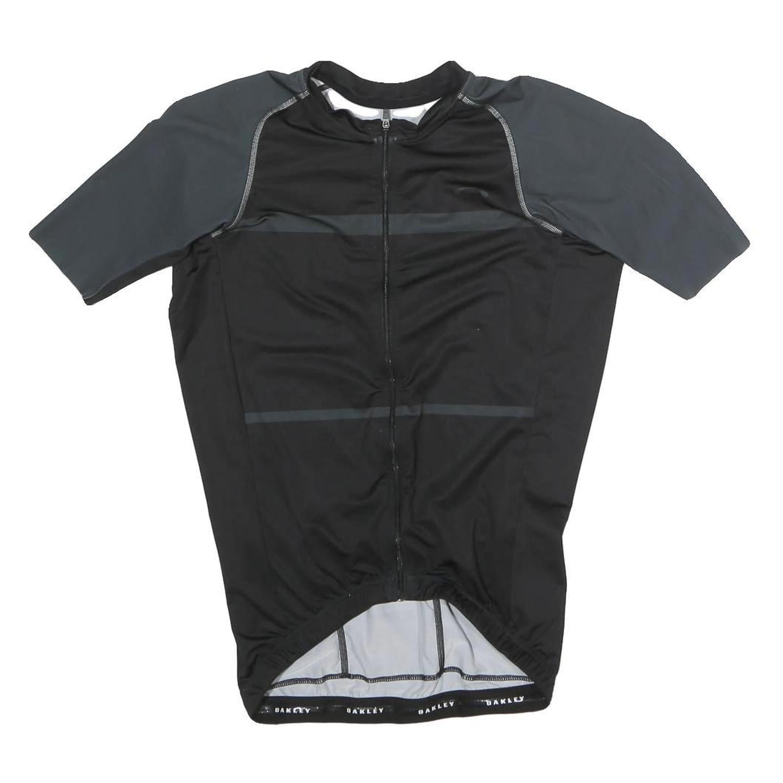 OAKLEY Mens Black Grey Athletic T-Shirt M Short Sleeve Zip Cycle Jersey Refurbished - N/A refurbished available on Cerqular