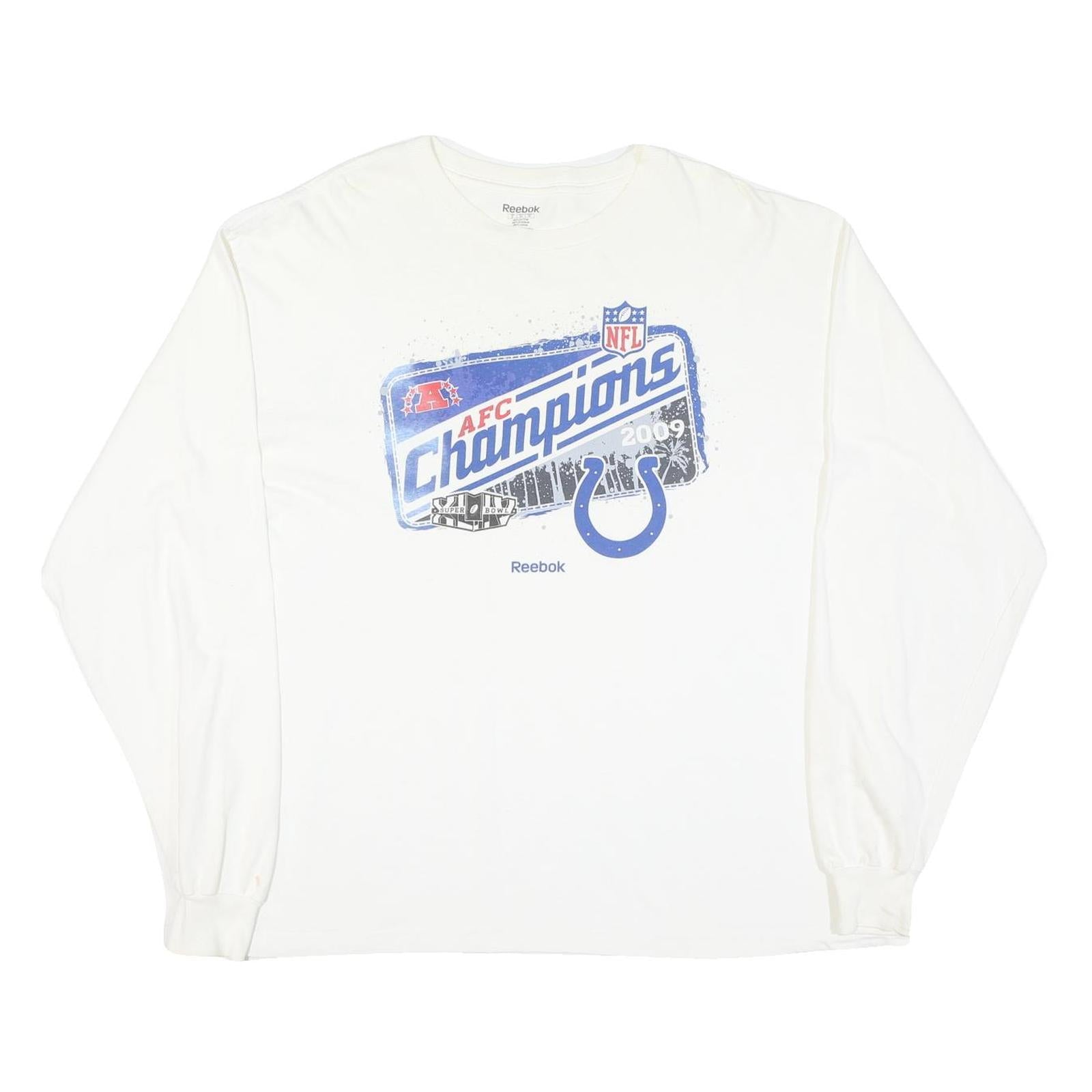 REEBOK Mens White NFL AFC Champions 2009 Graphic Long Sleeve Crew Neck XL Refurbished - N/A refurbished available on Cerqular
