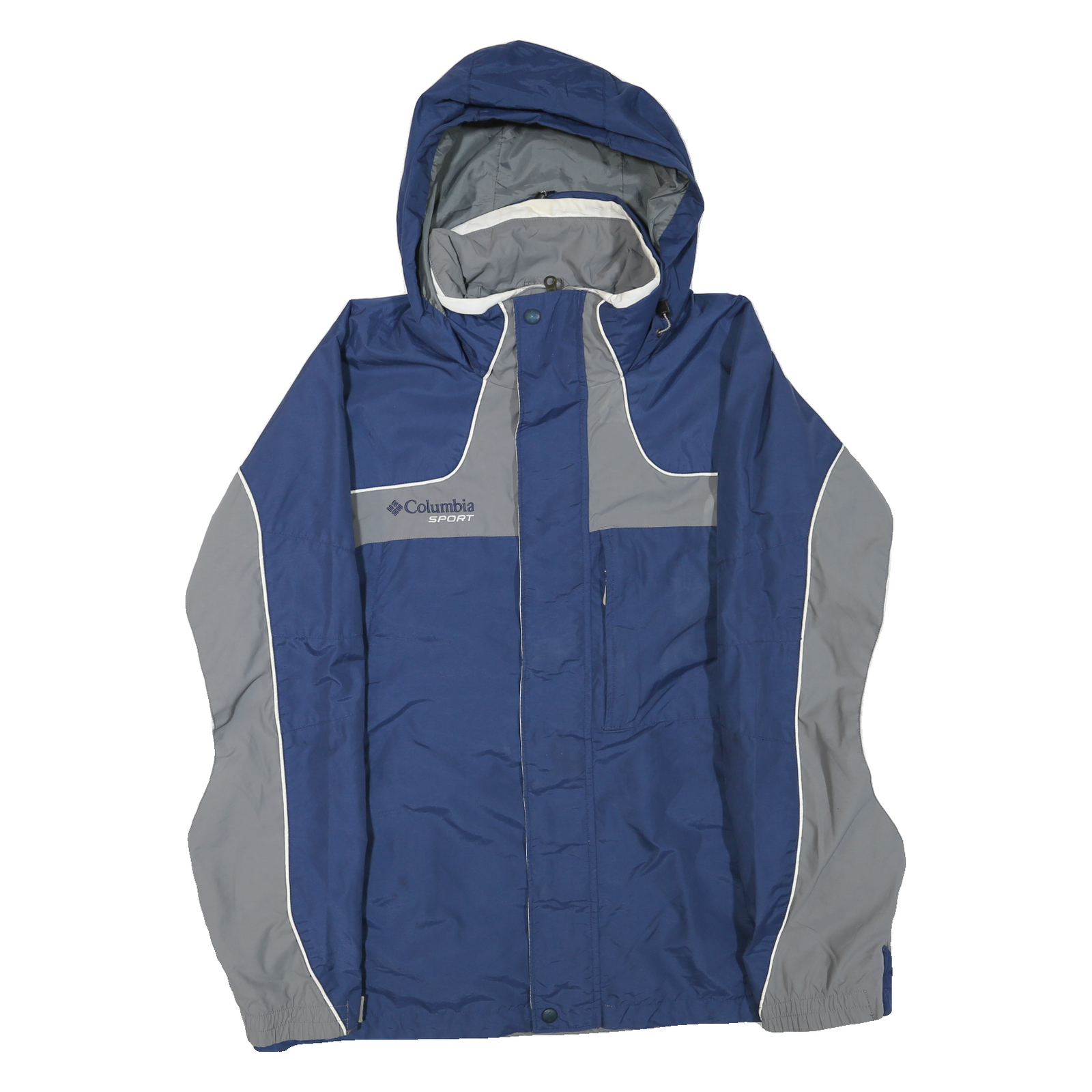 COLUMBIA Mens Blue & Grey Sport Outdoor Jacket L Polyester Blend Zip Hooded Refurbished - N/A refurbished available on Cerqular