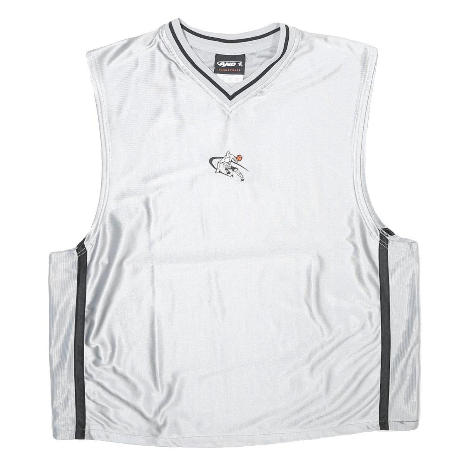 AND 1 BASKETBALL Mens White & Grey Sleeveless V-Neck Graphic Tank Top L Refurbished - N/A refurbished available on Cerqular