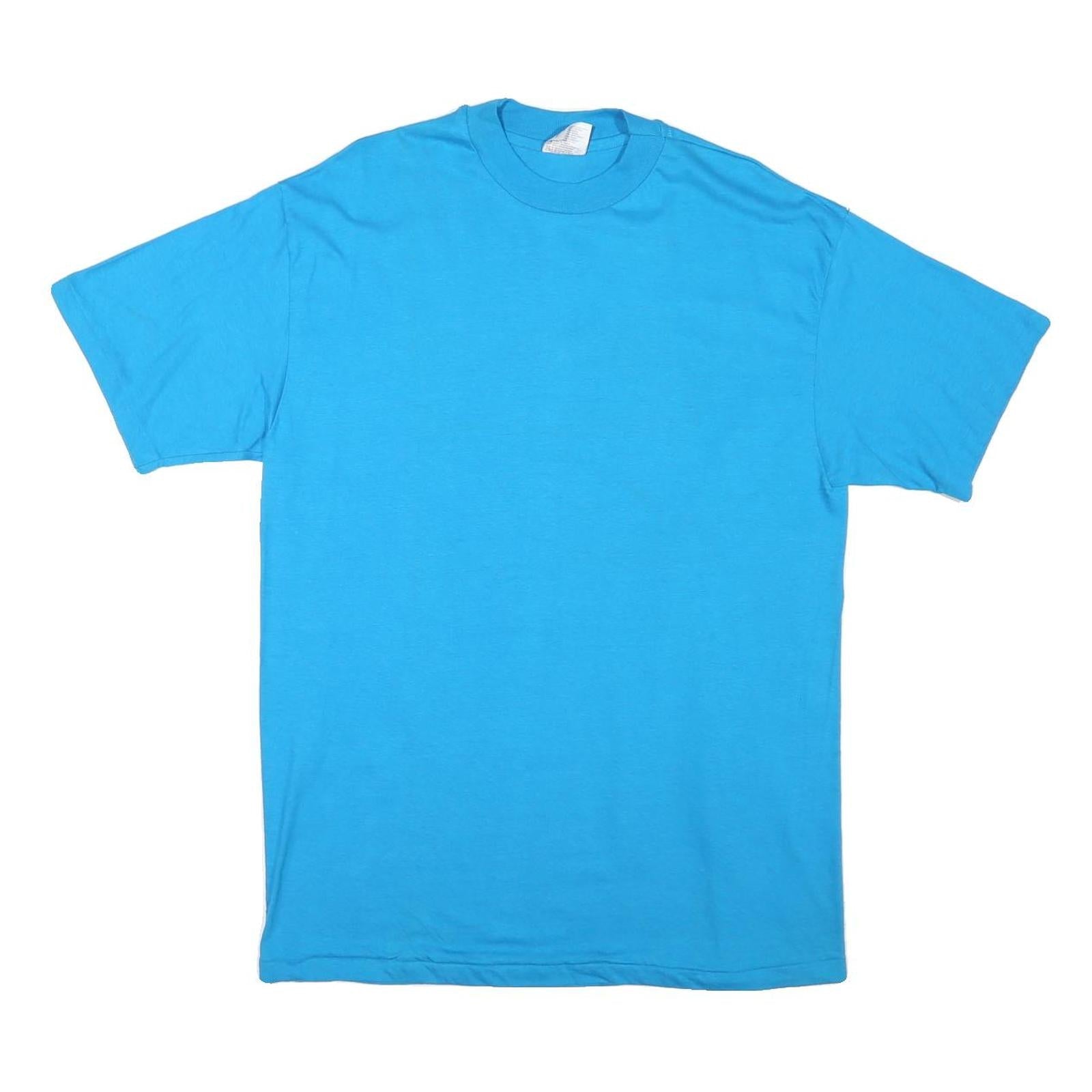 HANES Mens Blue L Cotton Blend T-Shirt Short Sleeve Crew Neck Plain Casual Refurbished - N/A refurbished available on Cerqular