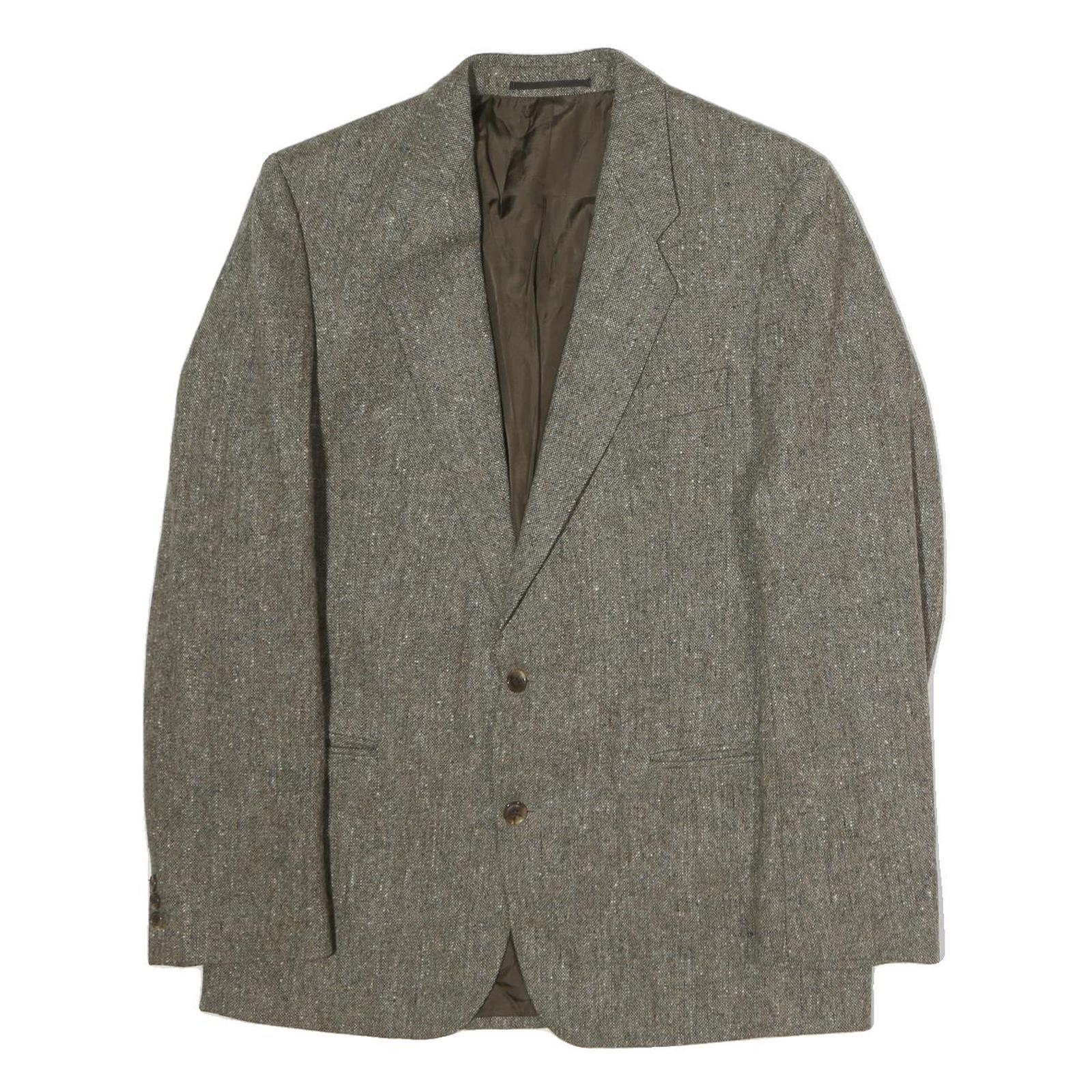 Mens Grey Wool Plain Classic Jacket M Button Closure Refurbished - N/A refurbished available on Cerqular