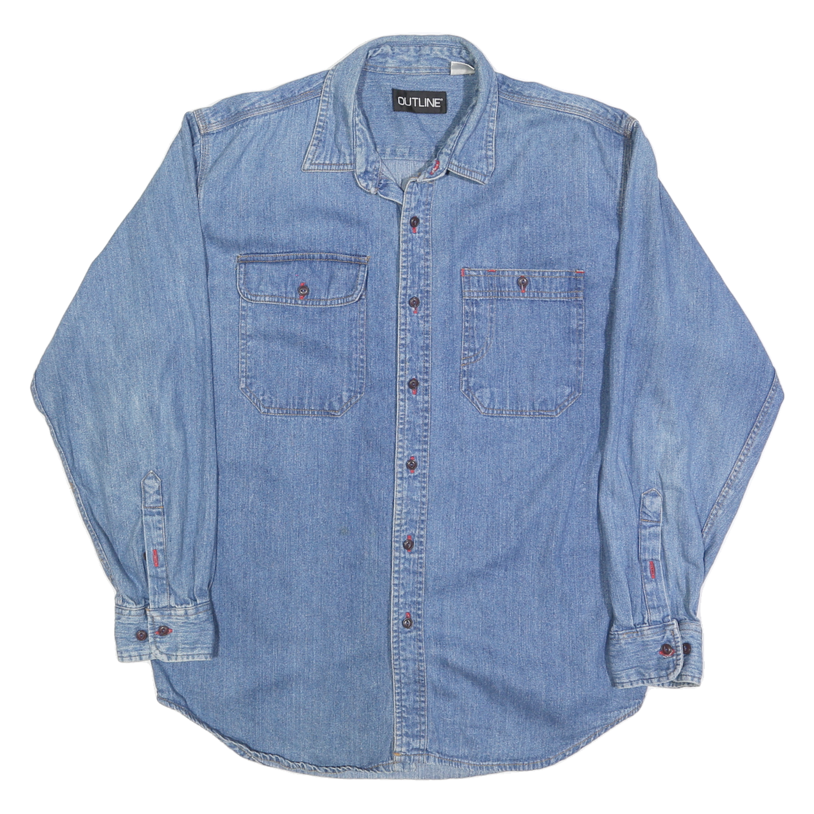 OUTLINE Mens Blue Denim Shirt M Cotton Blend Long Sleeve Casual Classic Style Refurbished - N/A refurbished available on Cerqular