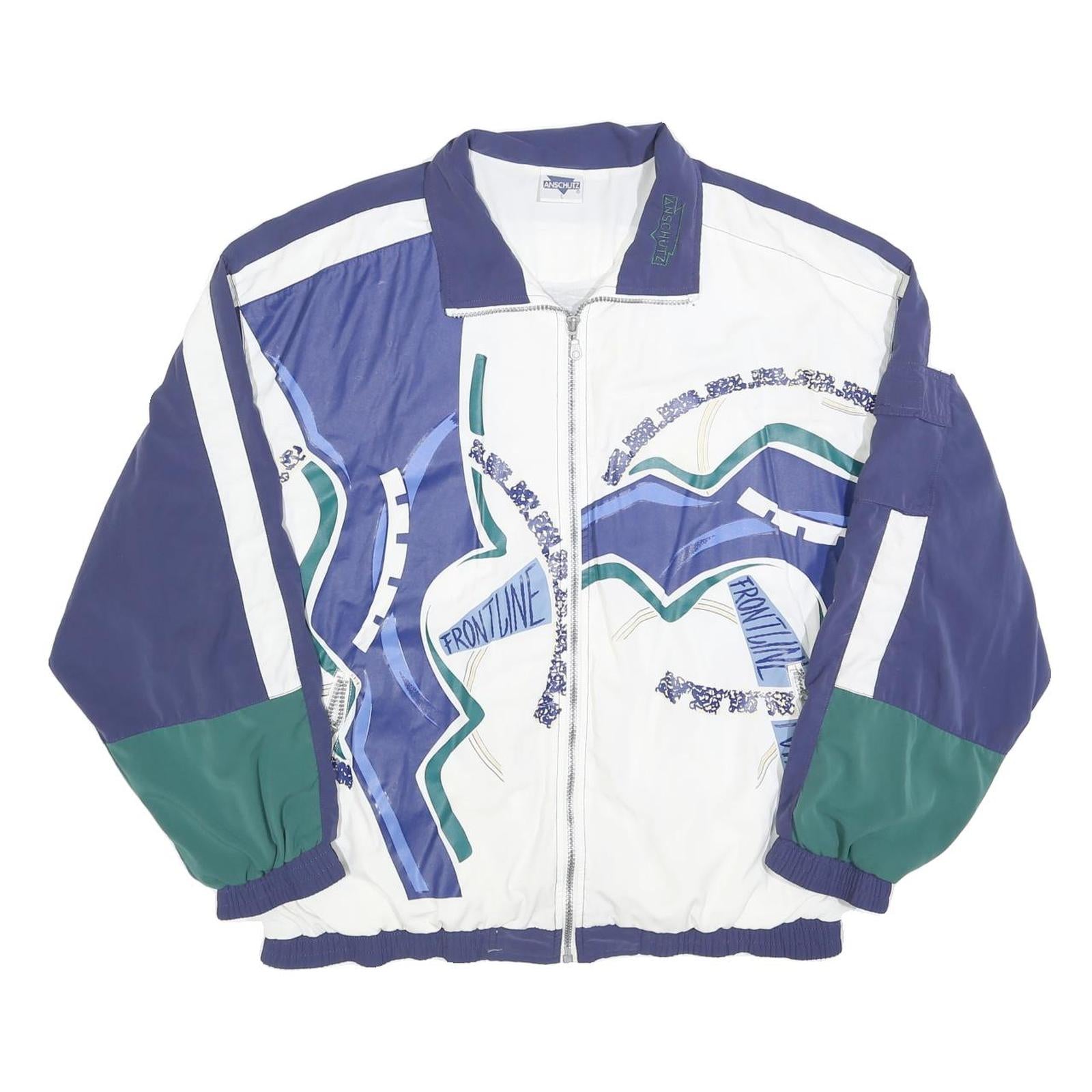 ANSCHUTZ Womens Blue & Green Graphic Zip Polyester Blend Casual Jacket L Refurbished - N/A refurbished available on Cerqular