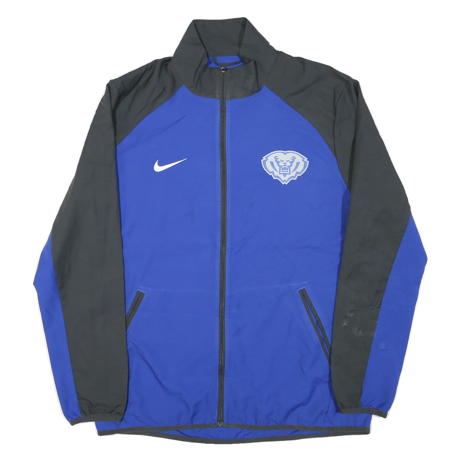 NIKE Mens Blue & Black Logo Zip Jacket M Polyester Blend Sportswear Track Refurbished - N/A refurbished available on Cerqular