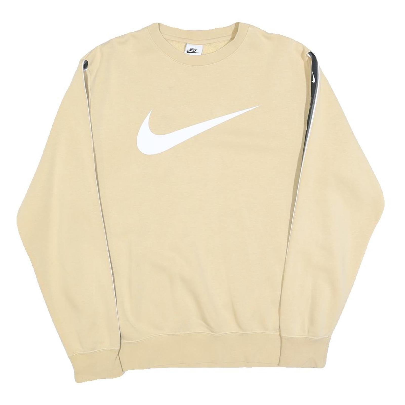 NIKE Mens Beige & Black Sweatshirt Crew Neck S Cotton Blend Sportswear Refurbished - N/A refurbished available on Cerqular