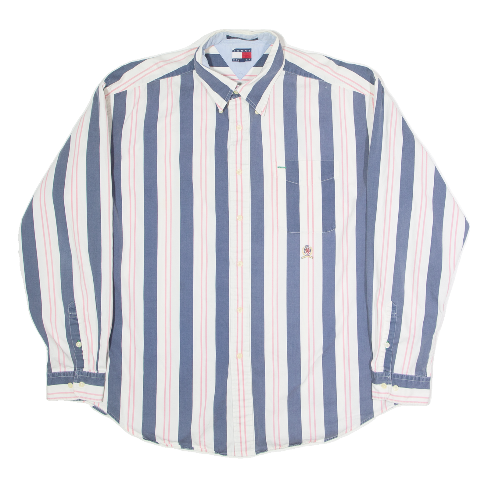 TOMMY HILFIGER Mens Shirt White Striped Long Sleeve L Refurbished - N/A refurbished available on Cerqular