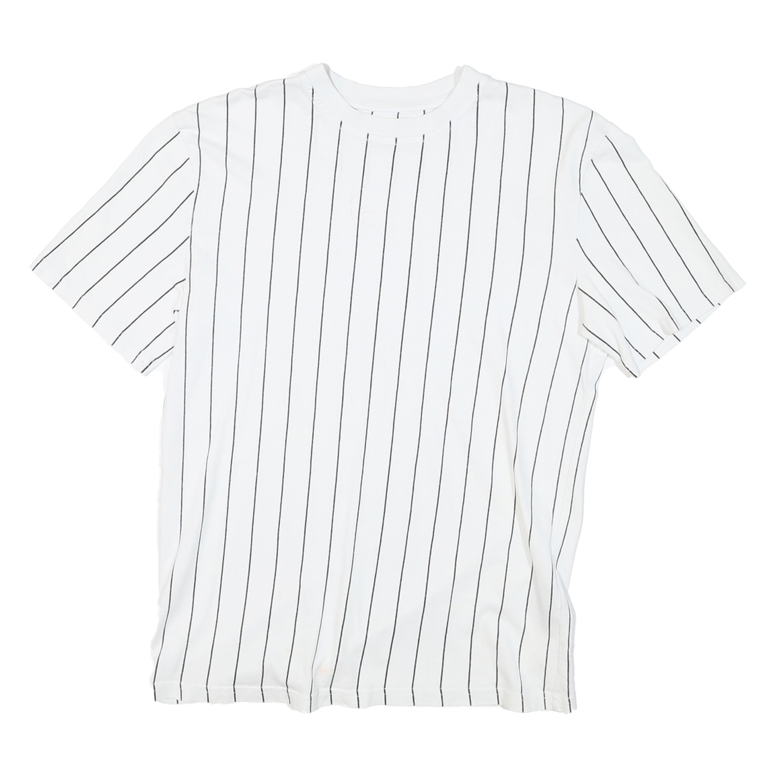 KARL KANI Mens White & Black Pinstripe Modern T-Shirt S Short Sleeve Crew Neck Refurbished - N/A refurbished available on Cerqular