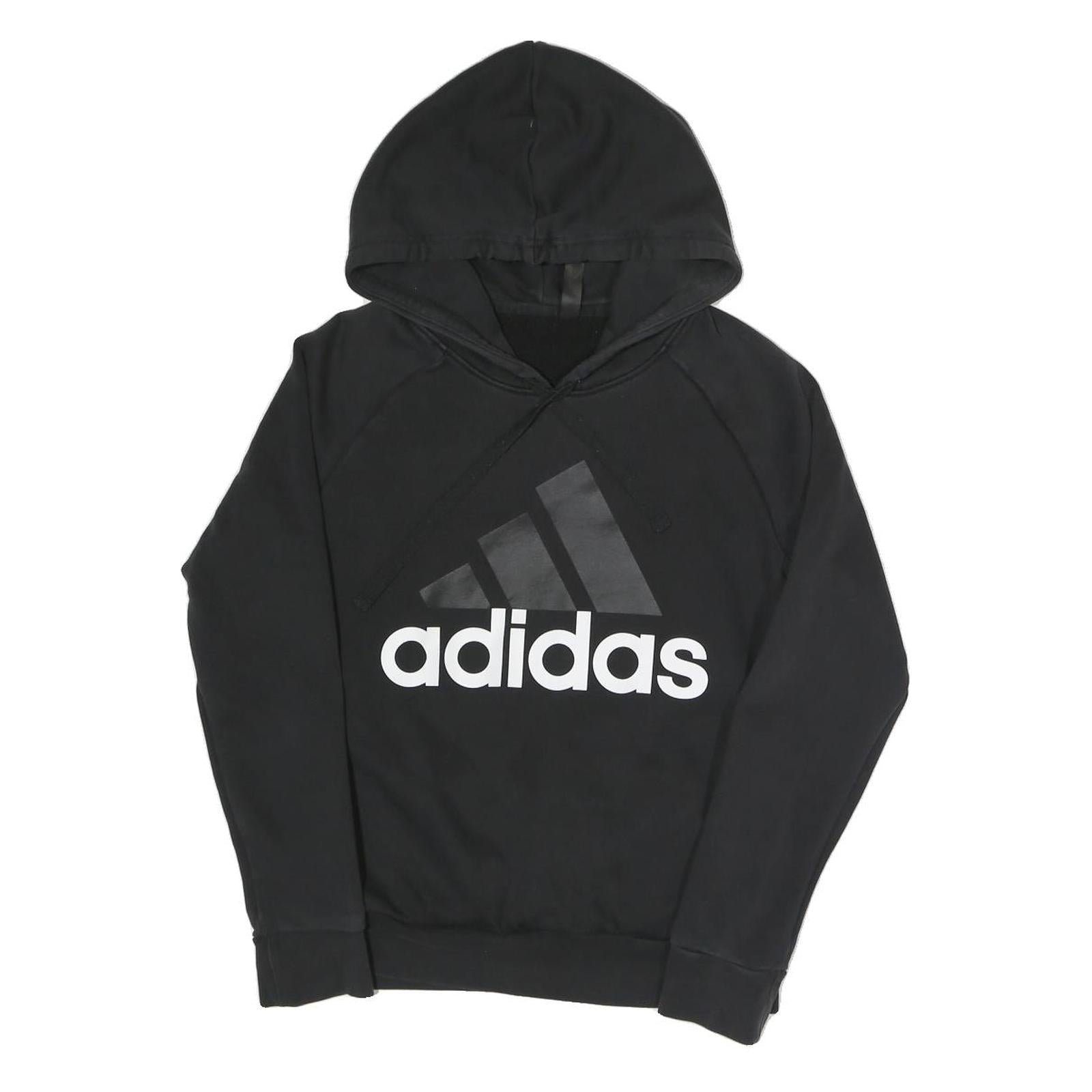 ADIDAS Womens Black Hoodie S Cotton Blend Pullover Sweatshirt Logo Print Refurbished - N/A refurbished available on Cerqular
