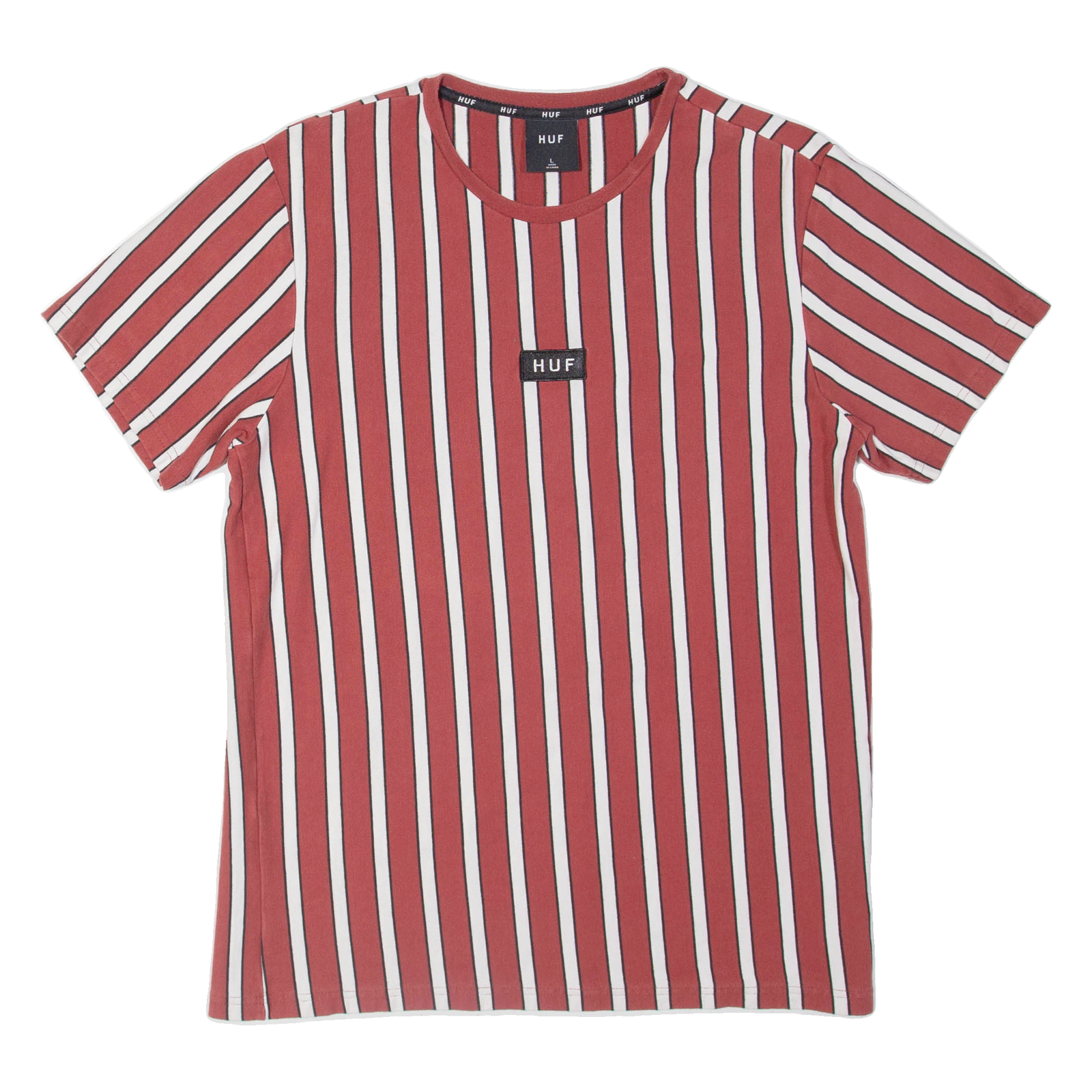 HUF Striped Mens T-Shirt Red L Refurbished - N/A refurbished available on Cerqular