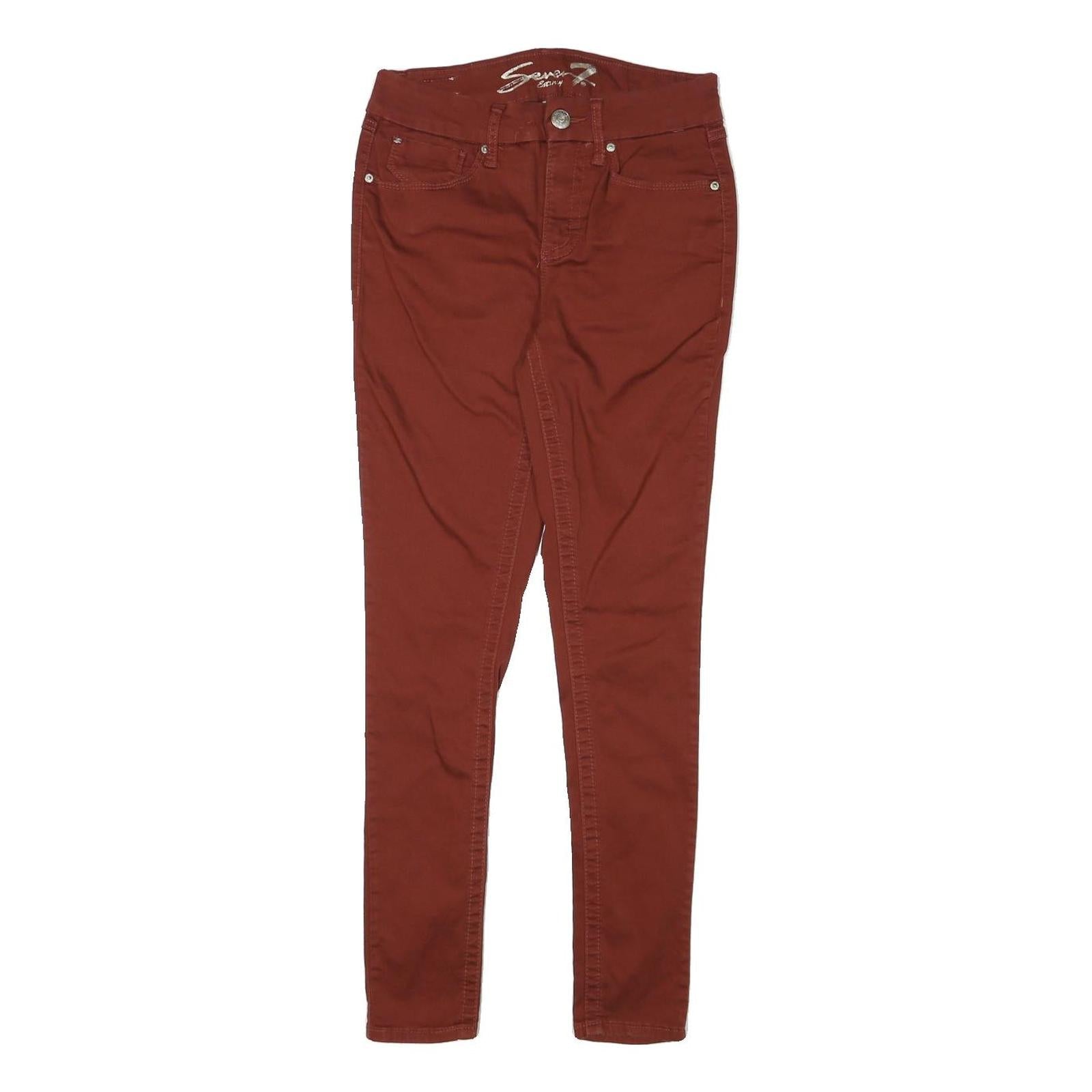 SEVEN7 Womens Slim Rust Brown Cotton Blend Slim Trousers W26 L28 Refurbished - N/A refurbished available on Cerqular