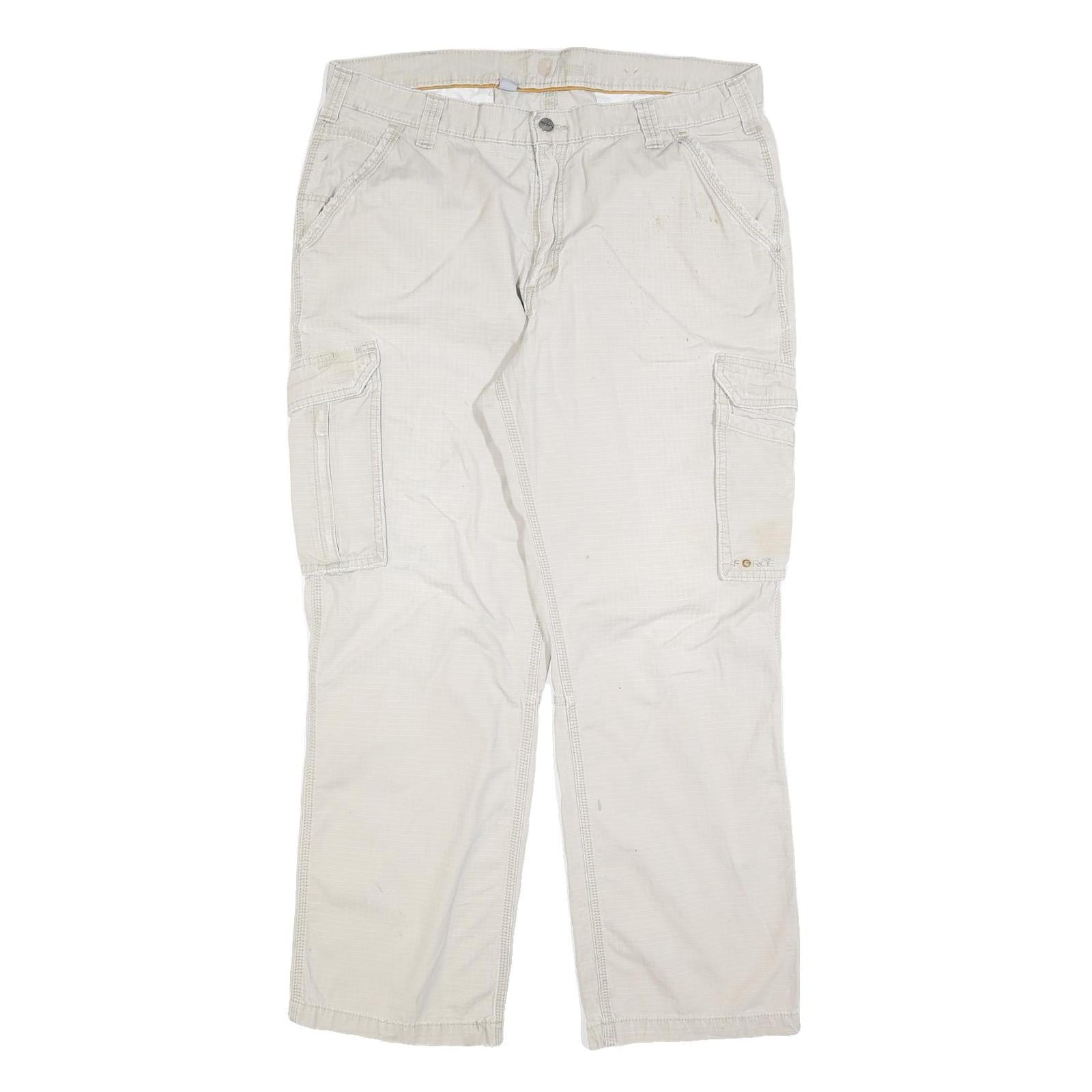CARHARTT Mens Cotton Blend Beige Relaxed Cargo Trousers W38 L32 Workwear Refurbished - N/A refurbished available on Cerqular