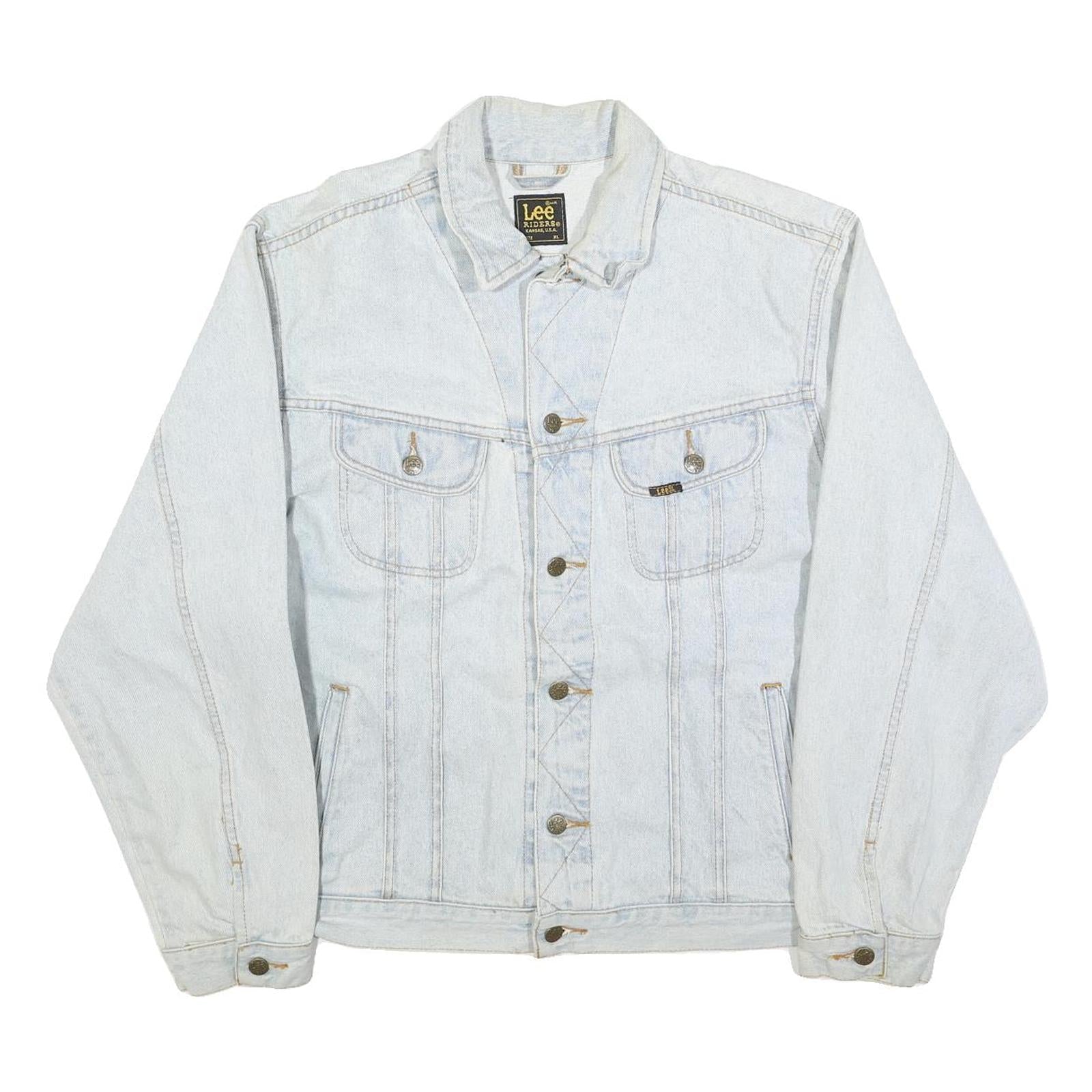 LEE Mens Blue Cotton Denim Jacket XL Button Closure Classic Fit Casual Style Refurbished - N/A refurbished available on Cerqular