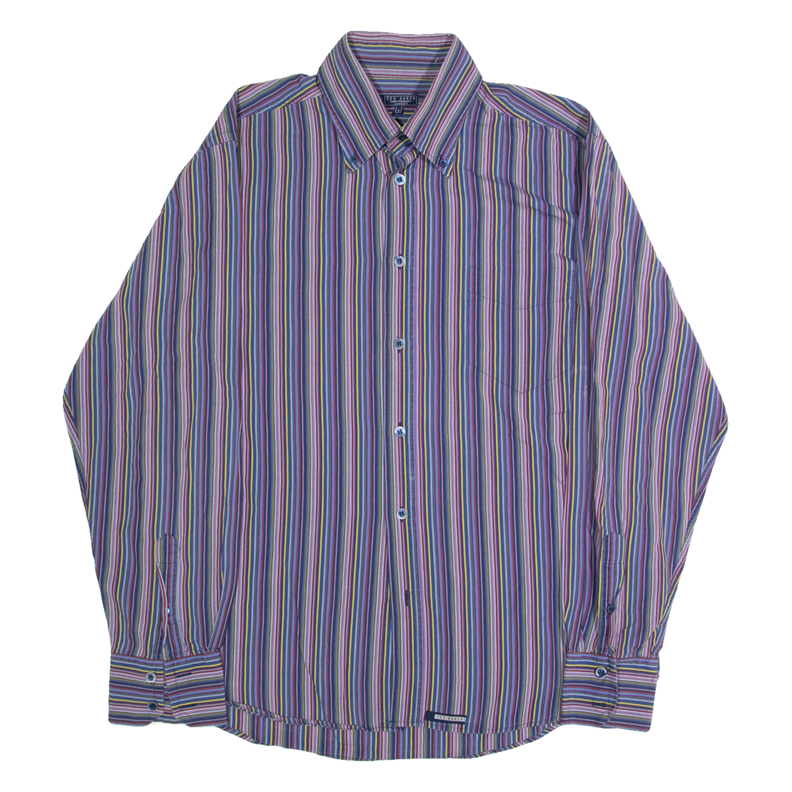 TED BAKER Mens Shirt Blue Striped Long Sleeve XL Refurbished - N/A refurbished available on Cerqular