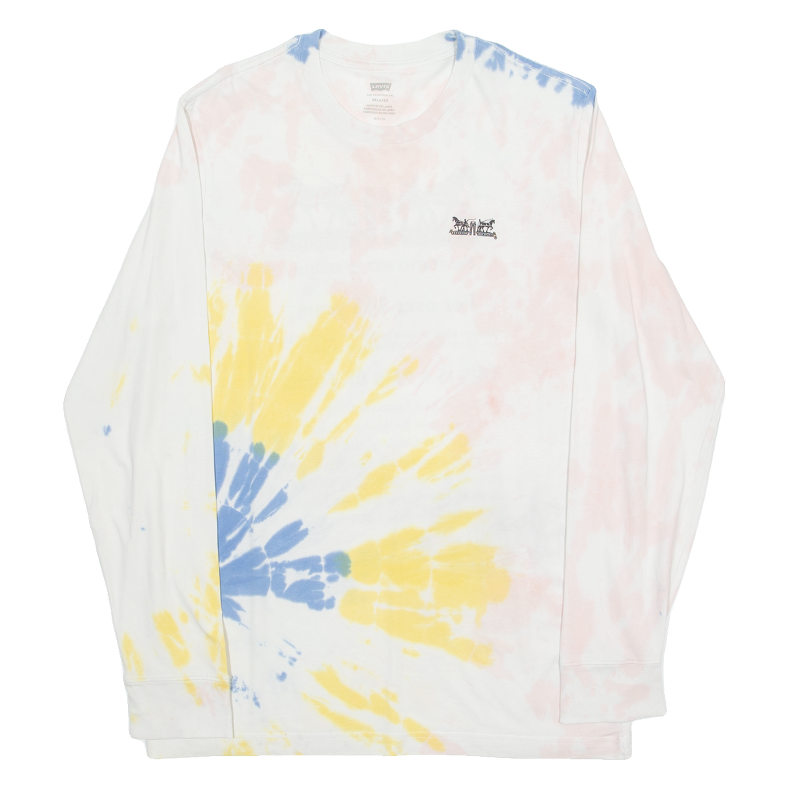 LEVI'S Mens Tie Dye T-Shirt White Long Sleeve Crew Neck S Refurbished - N/A refurbished available on Cerqular