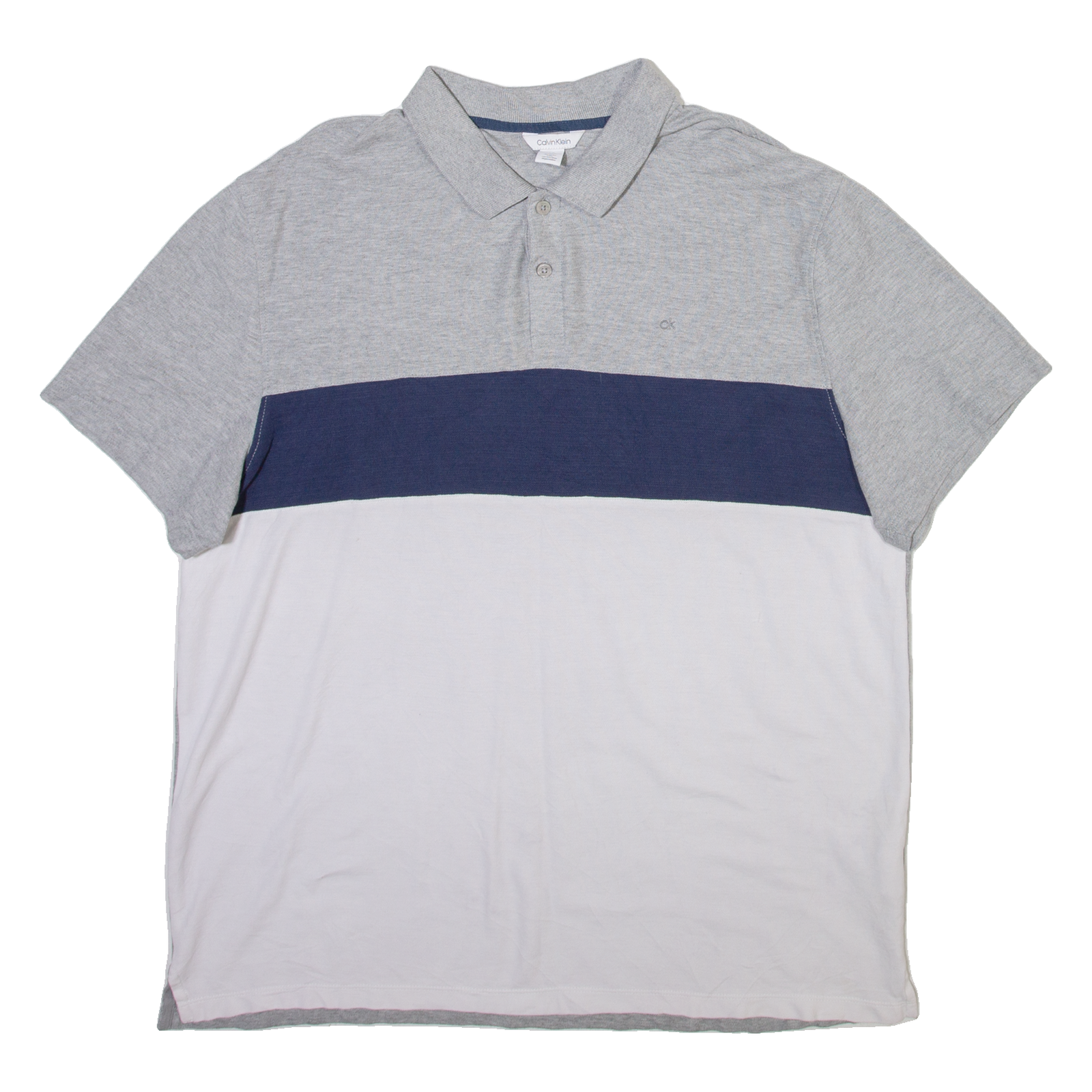 CALVIN KLEIN Mens Polo Shirt Grey Colourblock XL Refurbished - N/A refurbished available on Cerqular