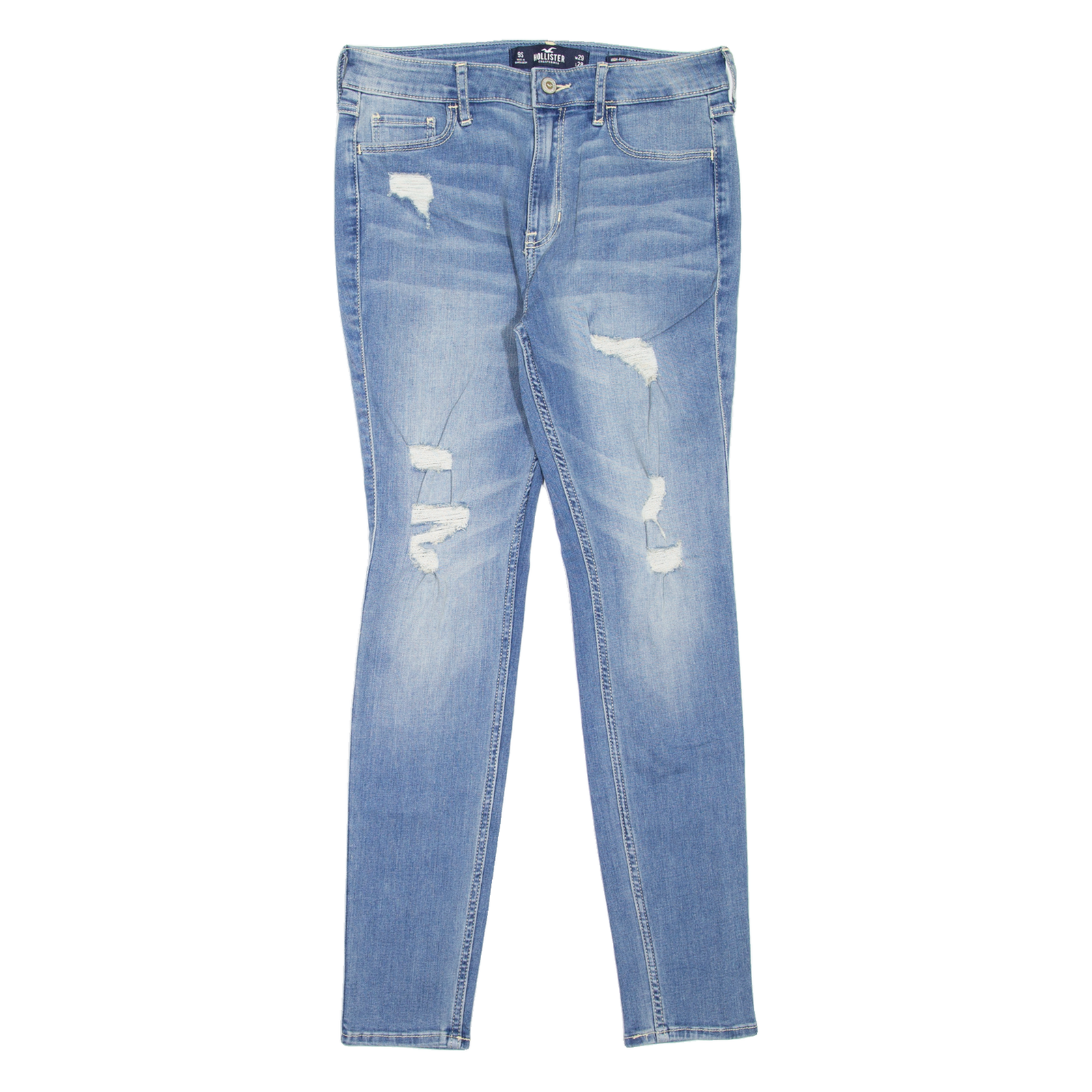 HOLLISTER High Rise Distressed Womens Jeans Blue Slim Skinny Stone Wash W29 L28 Refurbished - N/A refurbished available on Cerqular