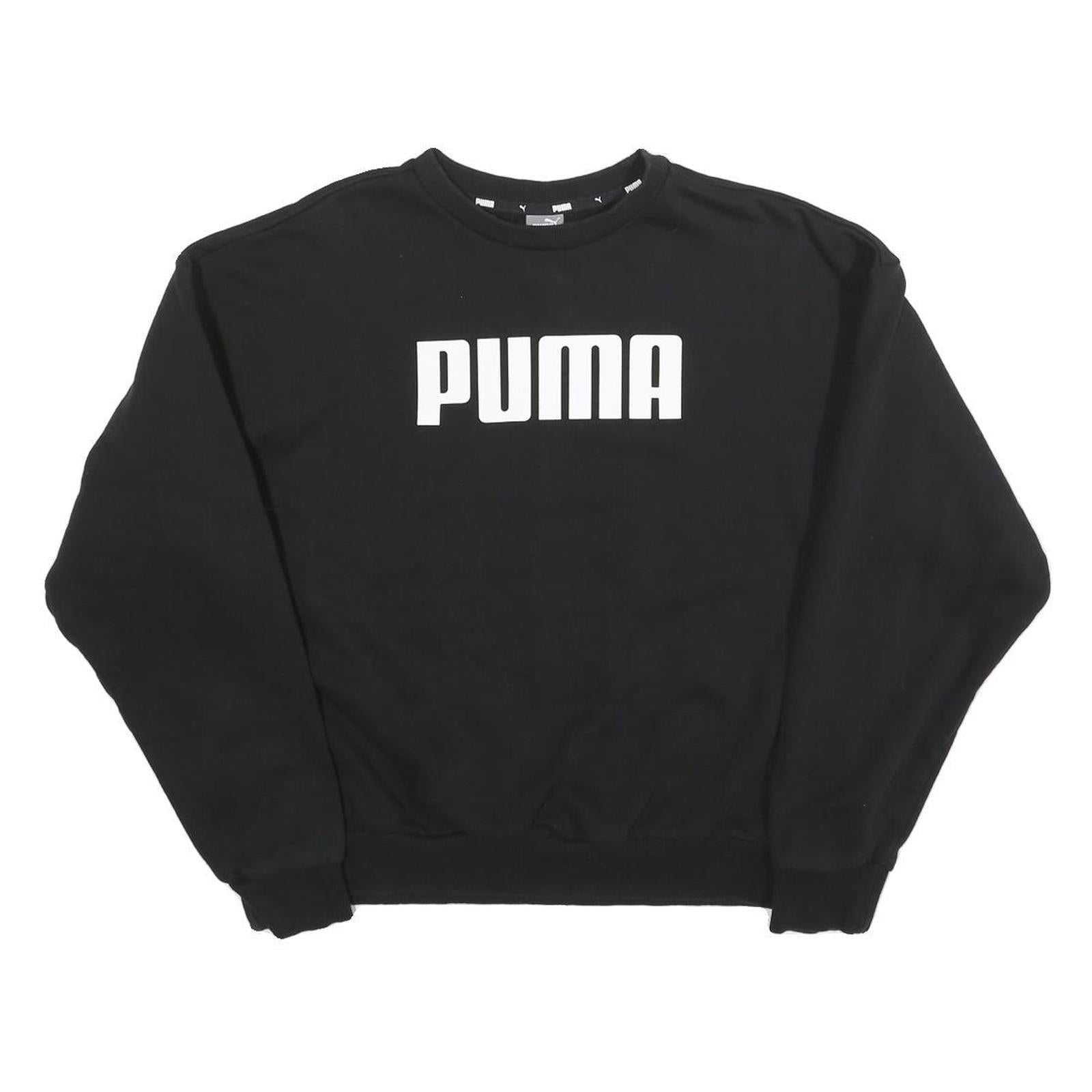 PUMA Womens Black Cotton Blend Crew Neck Sweatshirt M Logo Print Refurbished - N/A refurbished available on Cerqular