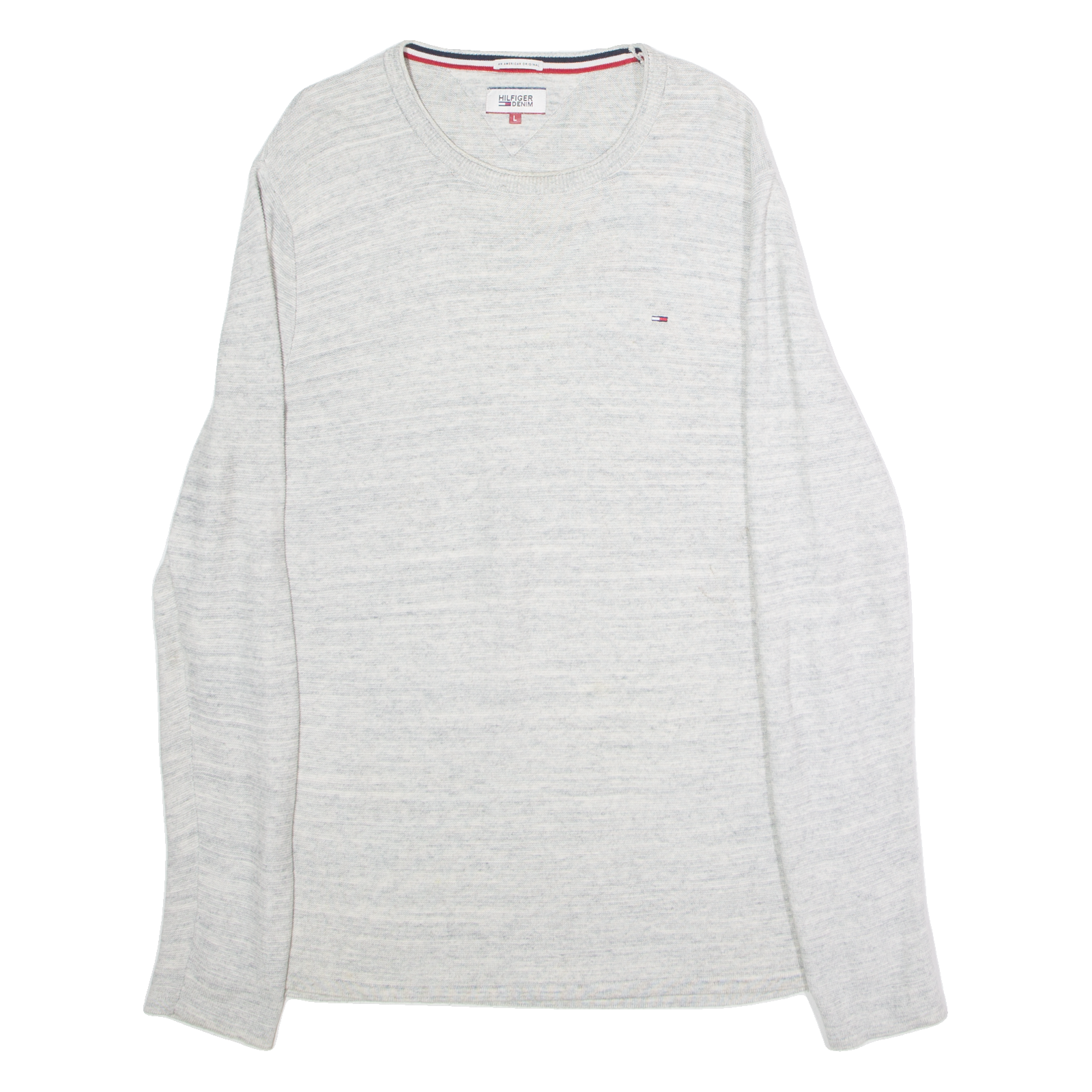 HILFIGER DENIM Mens Jumper Grey Crew Neck Tight Knit L Refurbished - N/A refurbished available on Cerqular