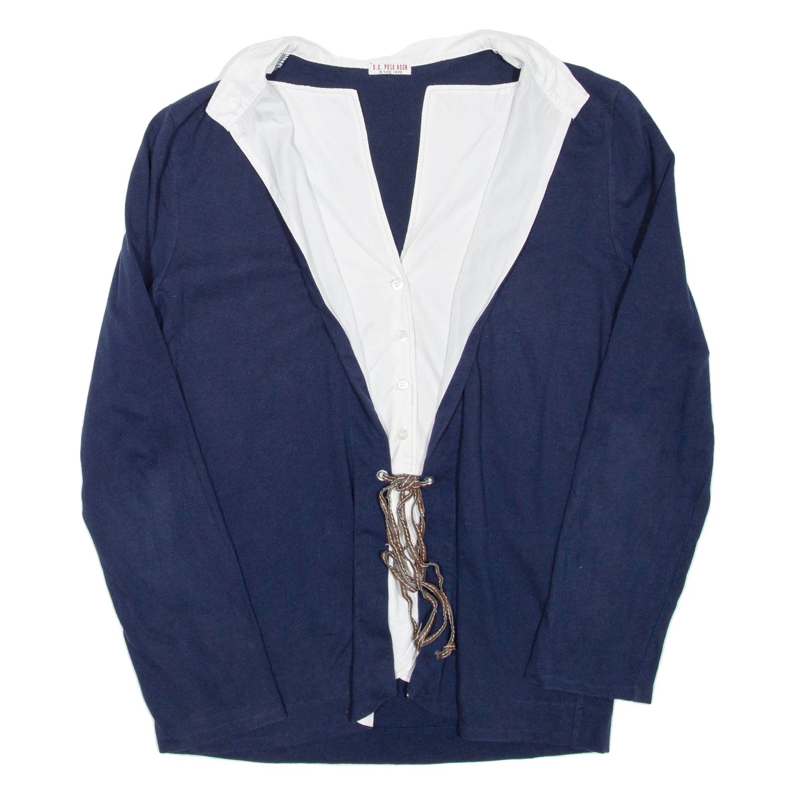 US POLO ASSN Womens Blouse Blue Collared Long Sleeve M Refurbished - N/A refurbished available on Cerqular