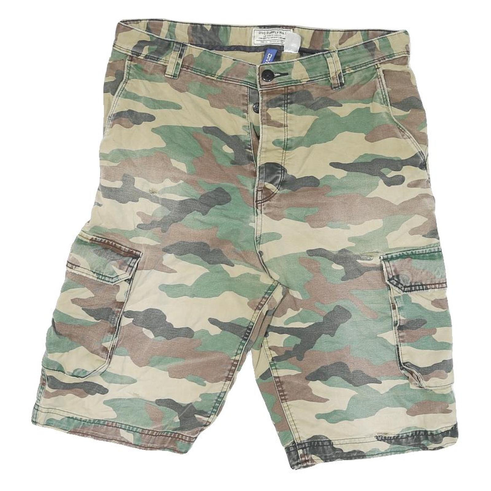 DIVIDED Womens Shorts Green & Brown Camouflage Cargo L W34 Refurbished - N/A refurbished available on Cerqular