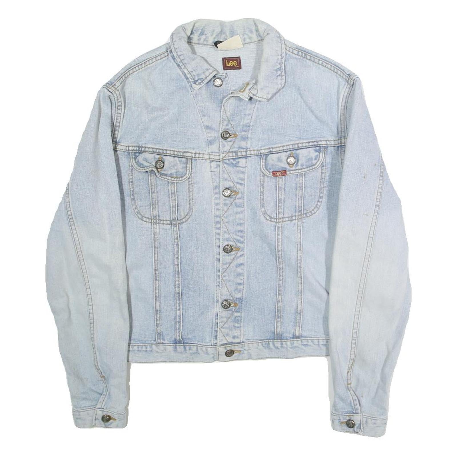 LEE Mens Blue Cotton Denim Jacket L Button Closure Classic Fit Plain Refurbished - N/A refurbished available on Cerqular