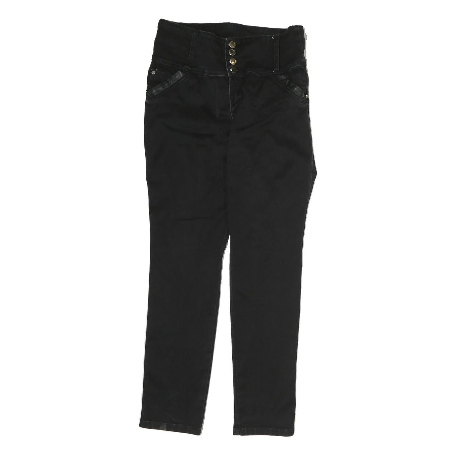 SEVEN7 Womens Black Regular Skinny Denim Light W32 L30 High Waist Zip Jeans Refurbished - N/A refurbished available on Cerqular
