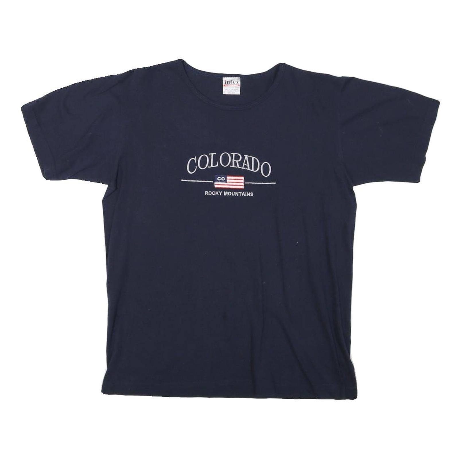 INTEX Mens Navy Colorado Graphic T-Shirt M Short Sleeve Crew Neck Cotton Blend Refurbished - N/A refurbished available on Cerqular