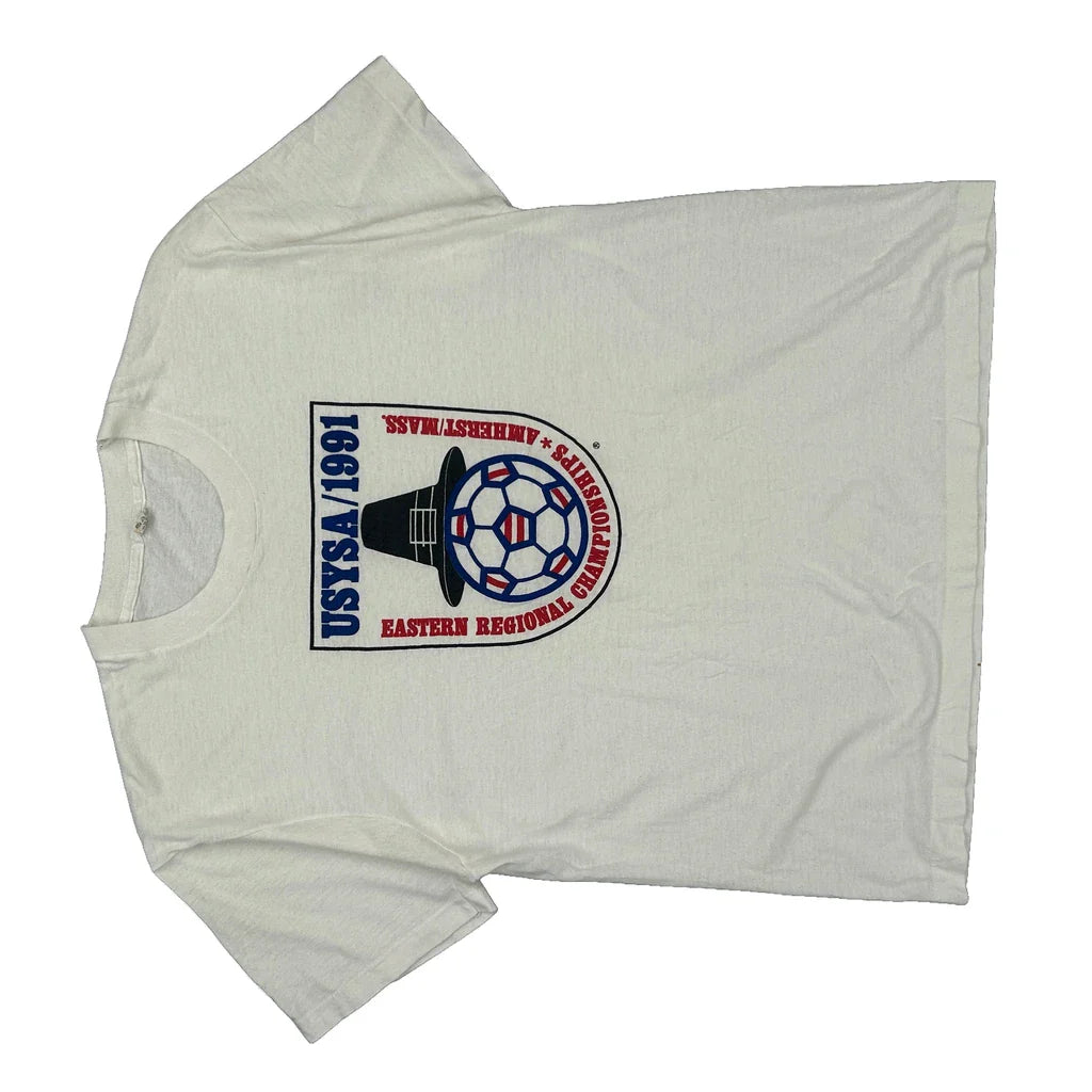 USysa 1991 Eastern Regional Championships Unbranded Single Stitch T-Shirt - Large White Cotton Refurbished - Thrifted (note: this is a term often used to describe second- refurbished available on Cerqular