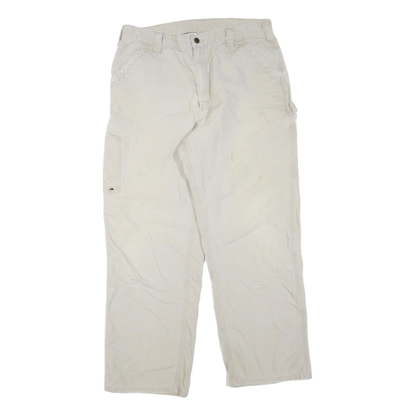 CARHARTT Mens Regular Fit Beige Cotton Blend Workwear Jeans W36 L30 Zip Pockets Refurbished - N/A refurbished available on Cerqular